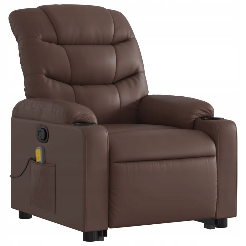 RAISED MASSAGE CHAIR FOLDING BROWN FAUX LEATHER Brand VidaXL