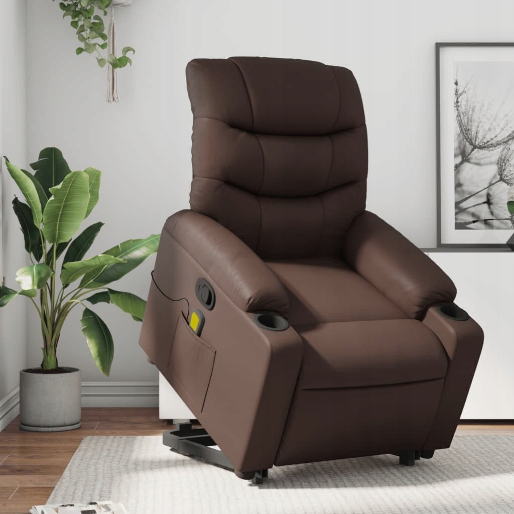 RAISED MASSAGE CHAIR FOLDING BROWN FAUX LEATHER Packaging status original