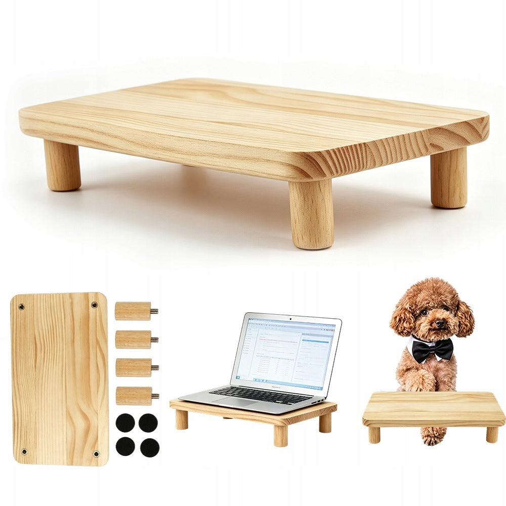 RAISED WOODEN CAT FEEDER STAND FOR HOME