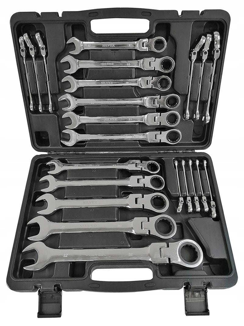RATCHETING FLAT EYE WRENCHES BROKEN 6-32mm LARGE SET IN CASE 22el Manufacturer code M58611