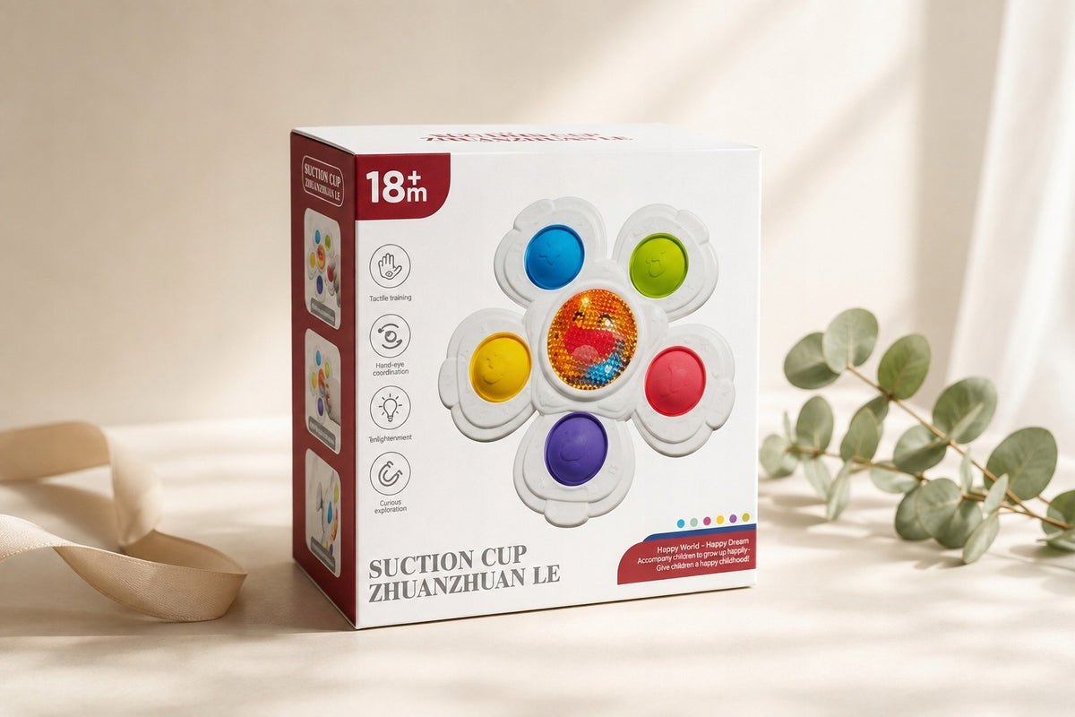 RATTLE SPINNER FLOWER SUCTION CUP LIGHT TOY 18M+ Kid's age 18＋ months