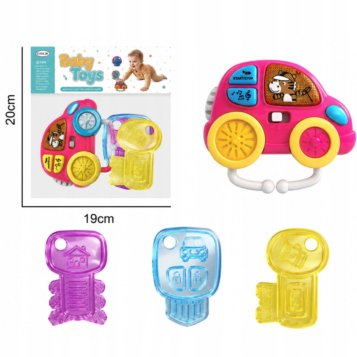 RATTLE TEETHER KEYS INTERACTIVE COLORFUL SENSORY LIGHT WITHOUT