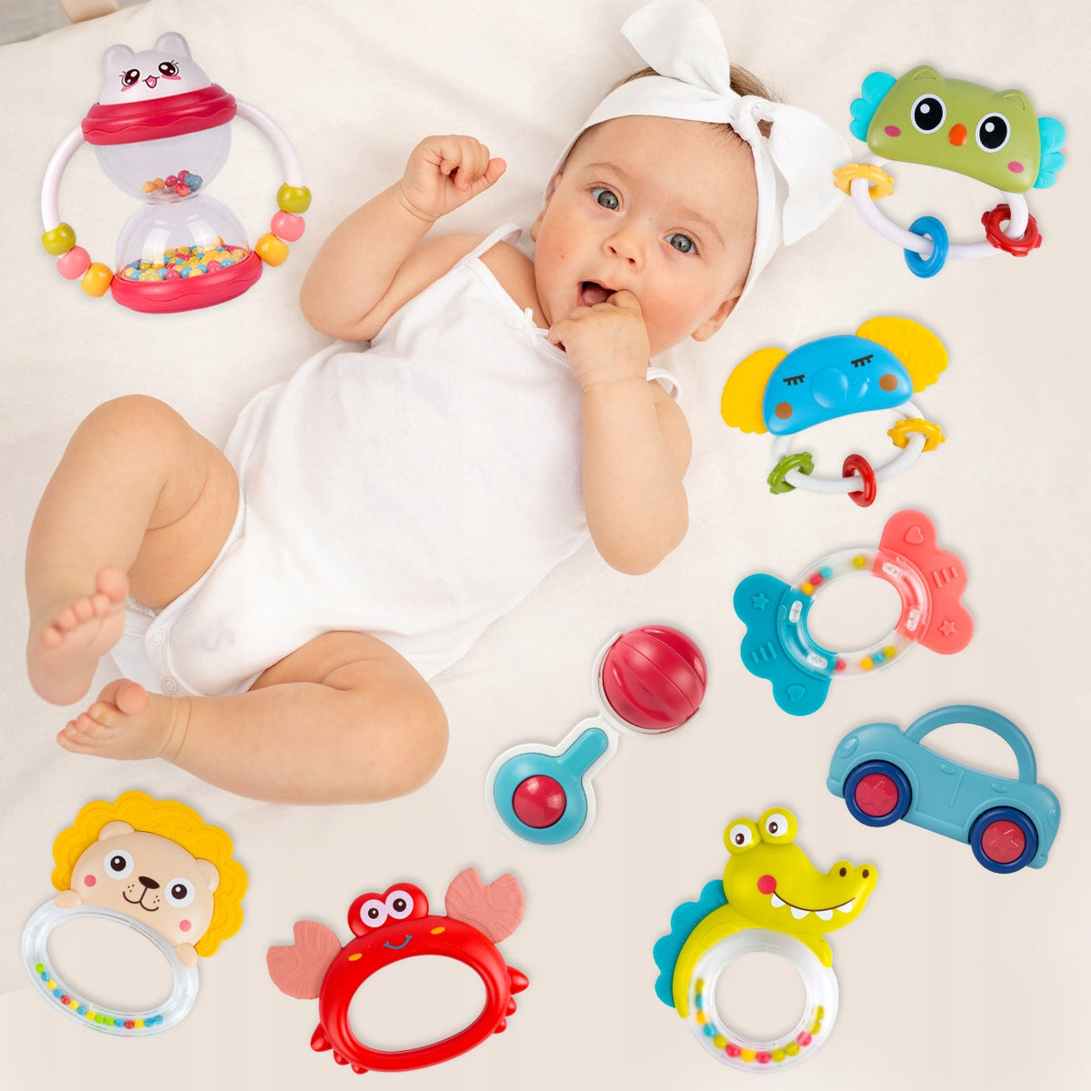 RATTLES TEETHERS ANIMALS RATTLE SET 9PCS FOR TODDLER BABY Character/Title none