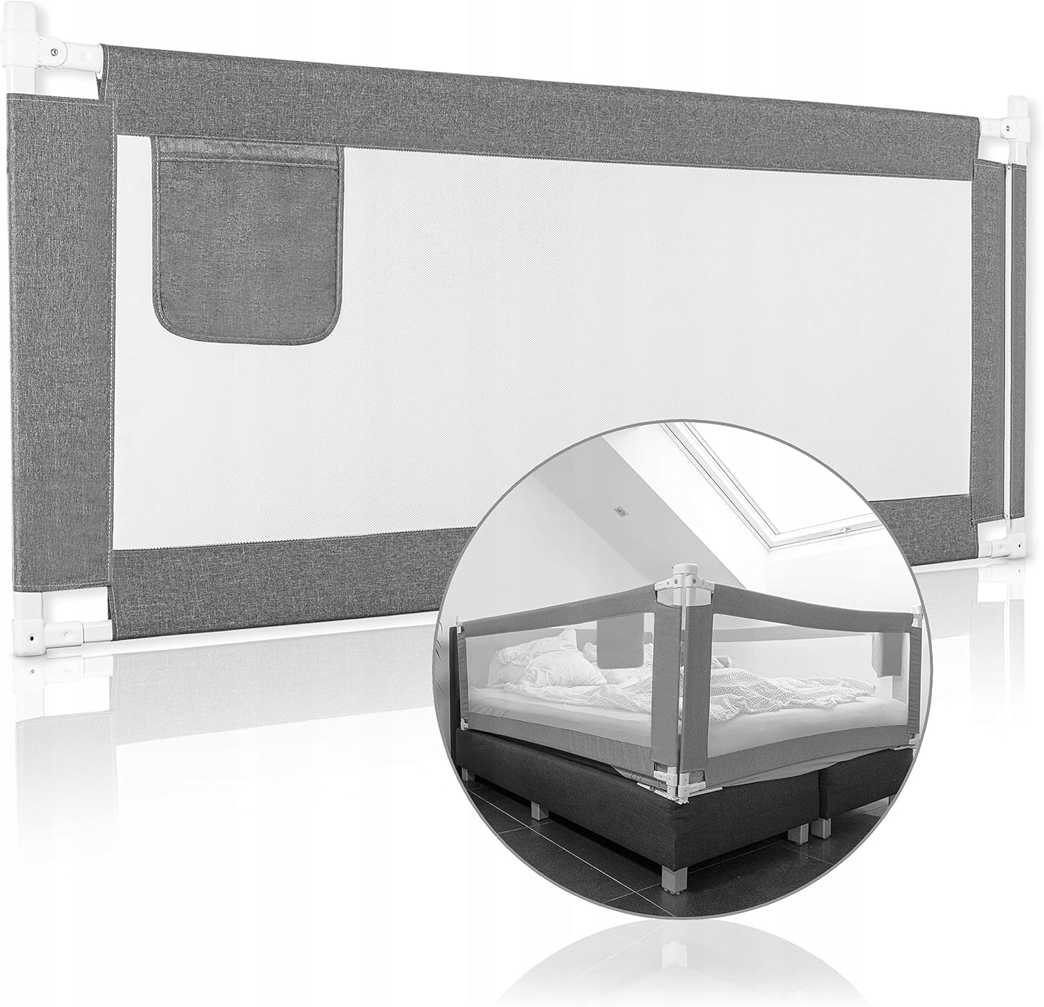 RAWVEL PROTECTIVE BARRIER FOR BED 180 CM GREY