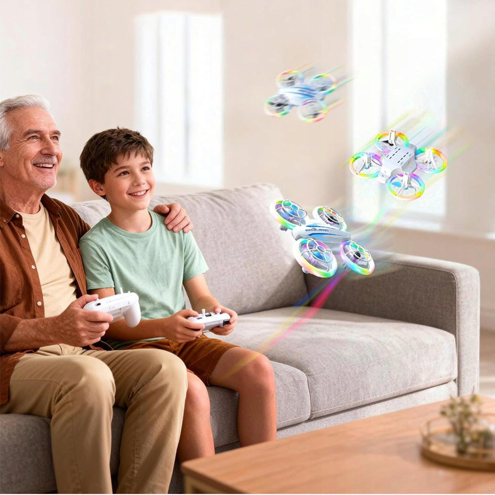 RC DRONE FOR CHILDREN WITH COLORFUL LED LIGHTING AND REMOTE CONTROL Packaging status original