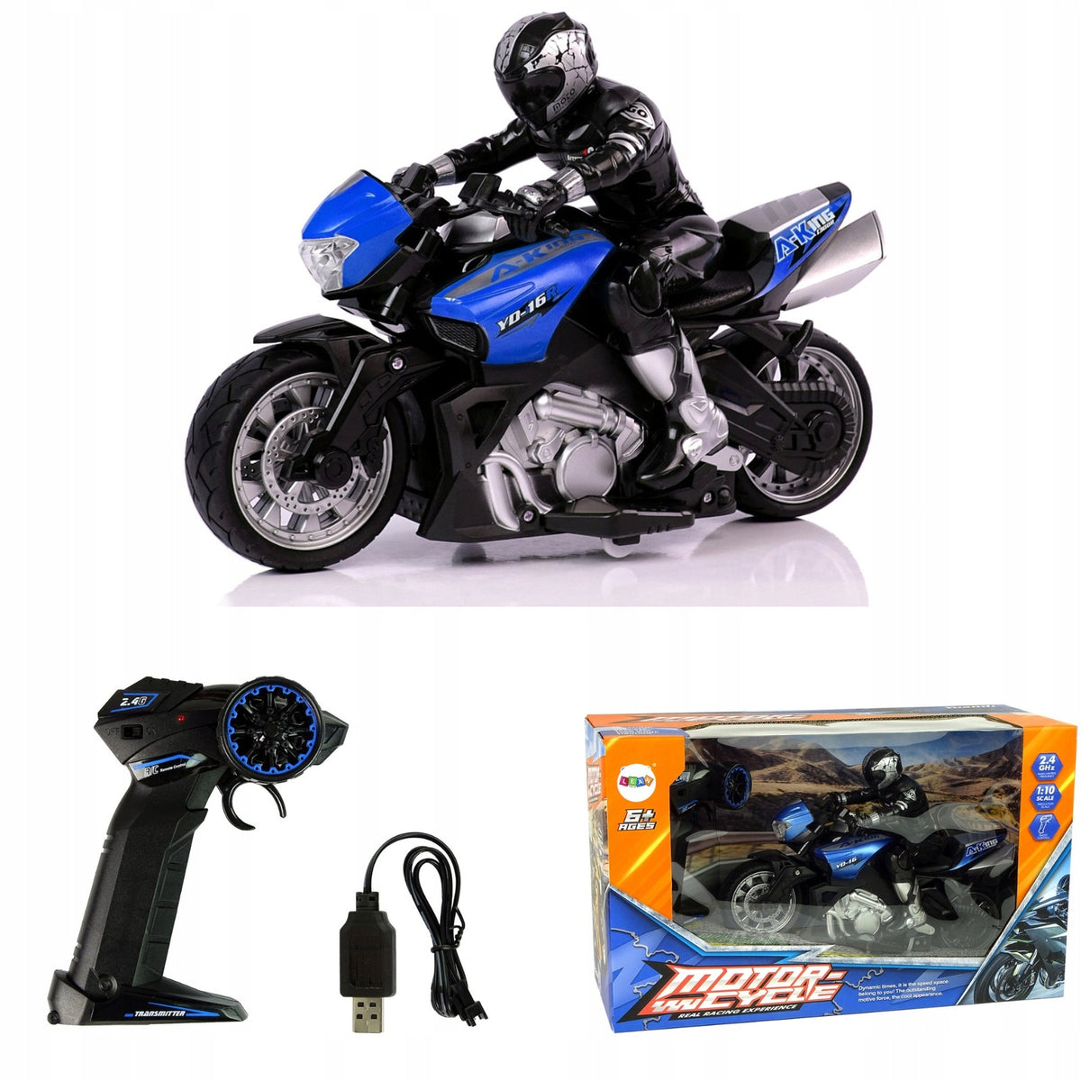 RC Sports Motor 2.4G 1:10 Blue Remote Controlled 35m