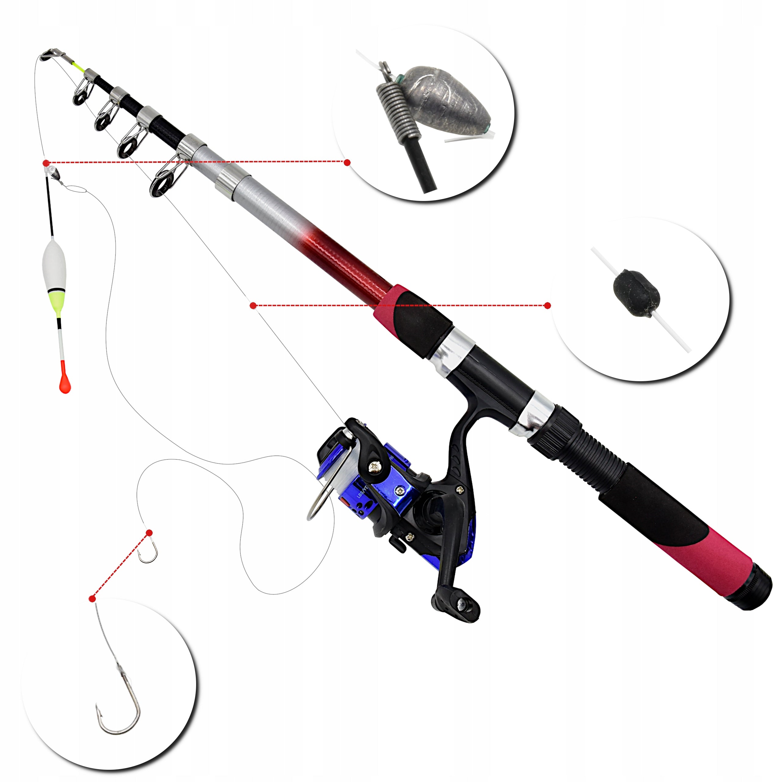 READY Armed Fishing Set Over Water Bait Mesh Hooks Stopwatches Brand Margrom