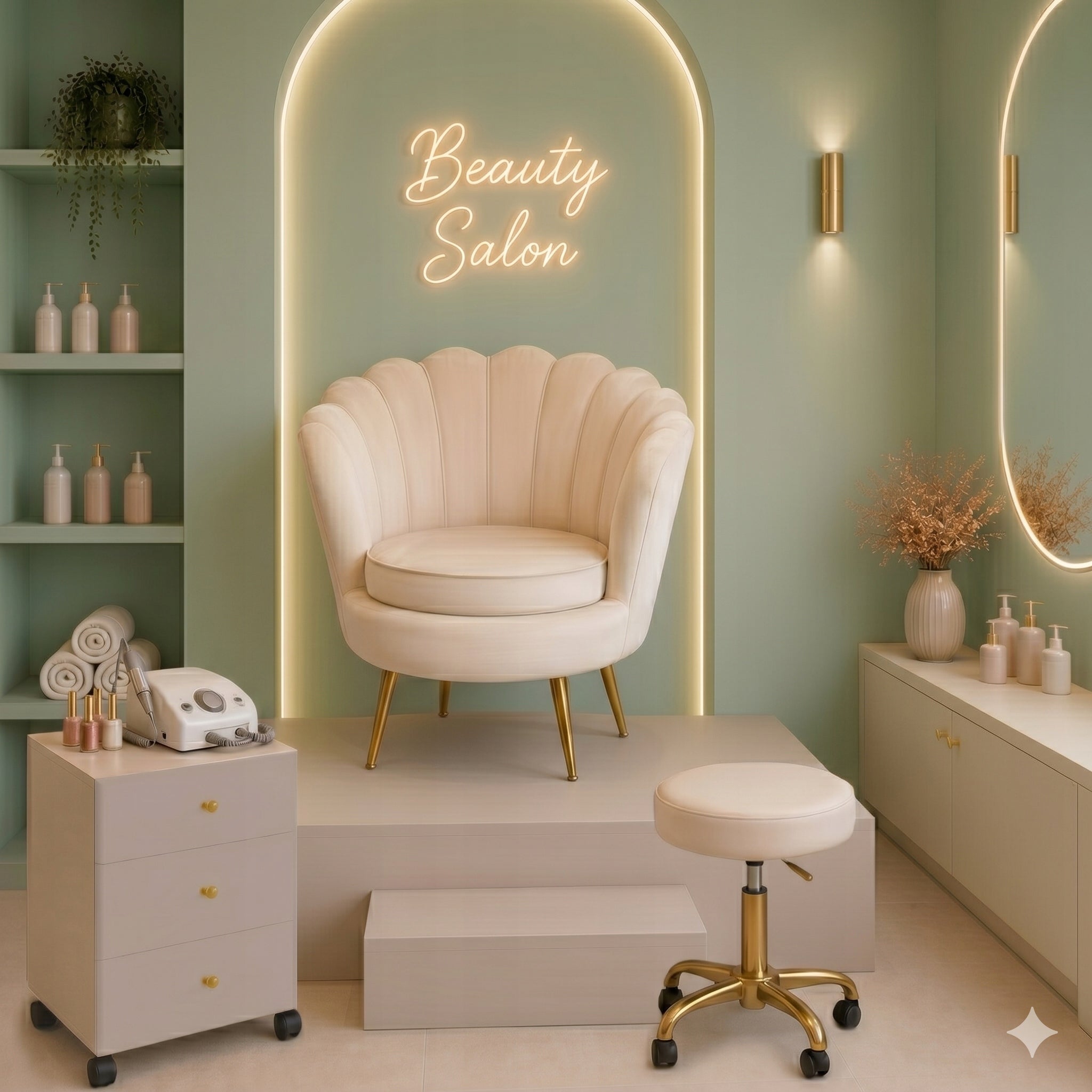 READY SET PEDICURE STATION CASHMERE PLATFORM CHAIR MOBILE CONTAINER Packaging status original