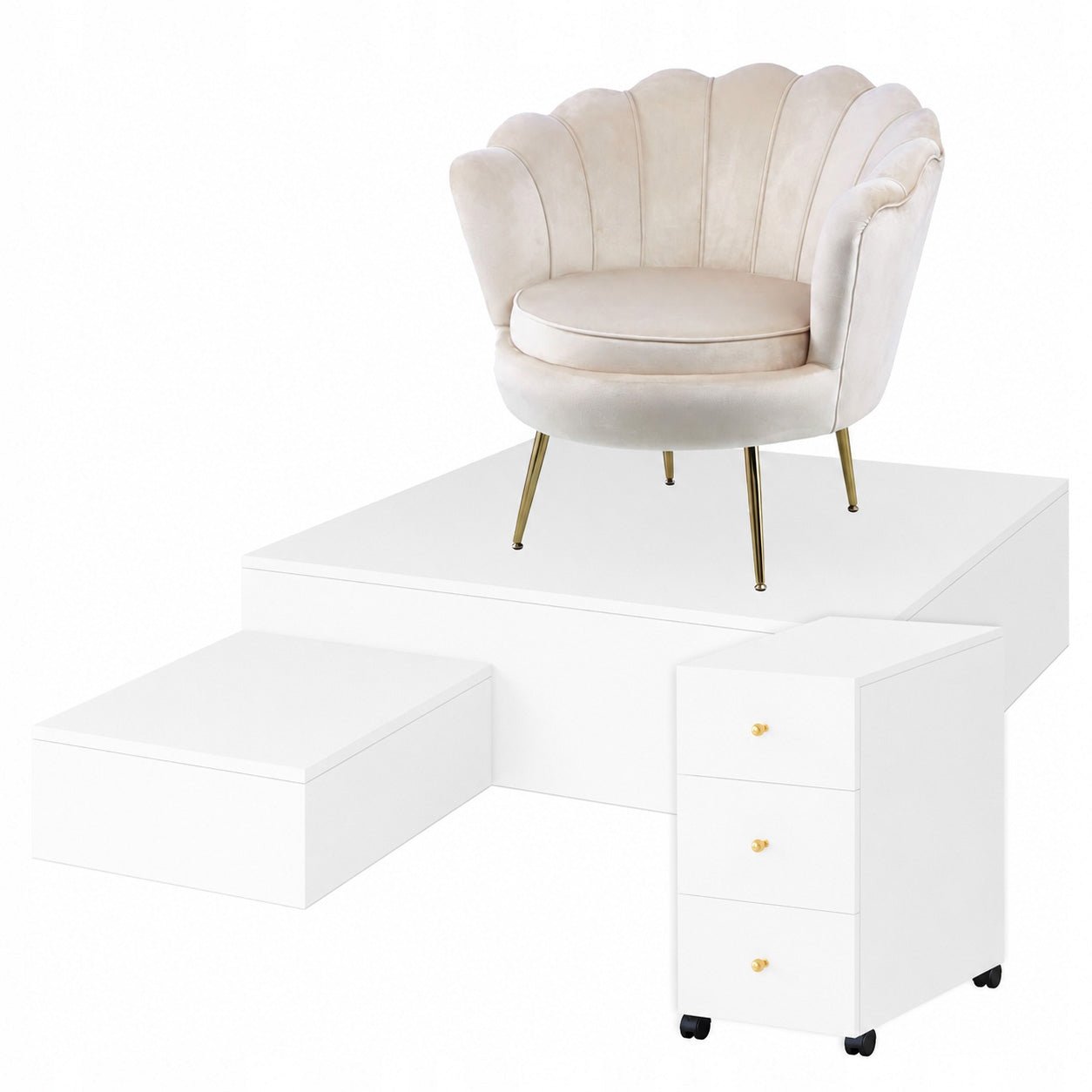 READY STAND PEDICURE SET PLATFORM ARMCHAIR CONTAINER WHITE MAT 120CM