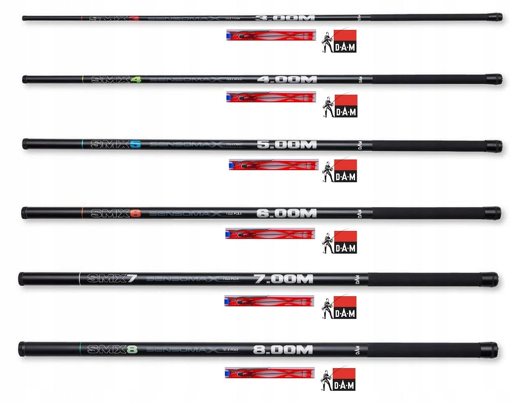 READY TO FISH SET BAT D.A.M SENSOMAX SMX8 TELE POLE 8 m Brand Dam
