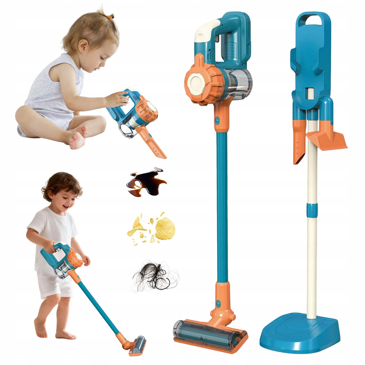 REALISTIC KIDS TOY VACUUM CLEANER SET WITH 3 PLAY TIPS