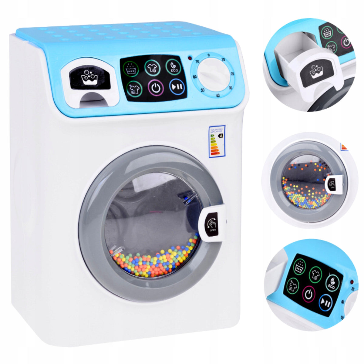 REALISTIC WASHING MACHINE TOY FOR CHILDREN LIGHT SOUND ROTATING DRUM AGD