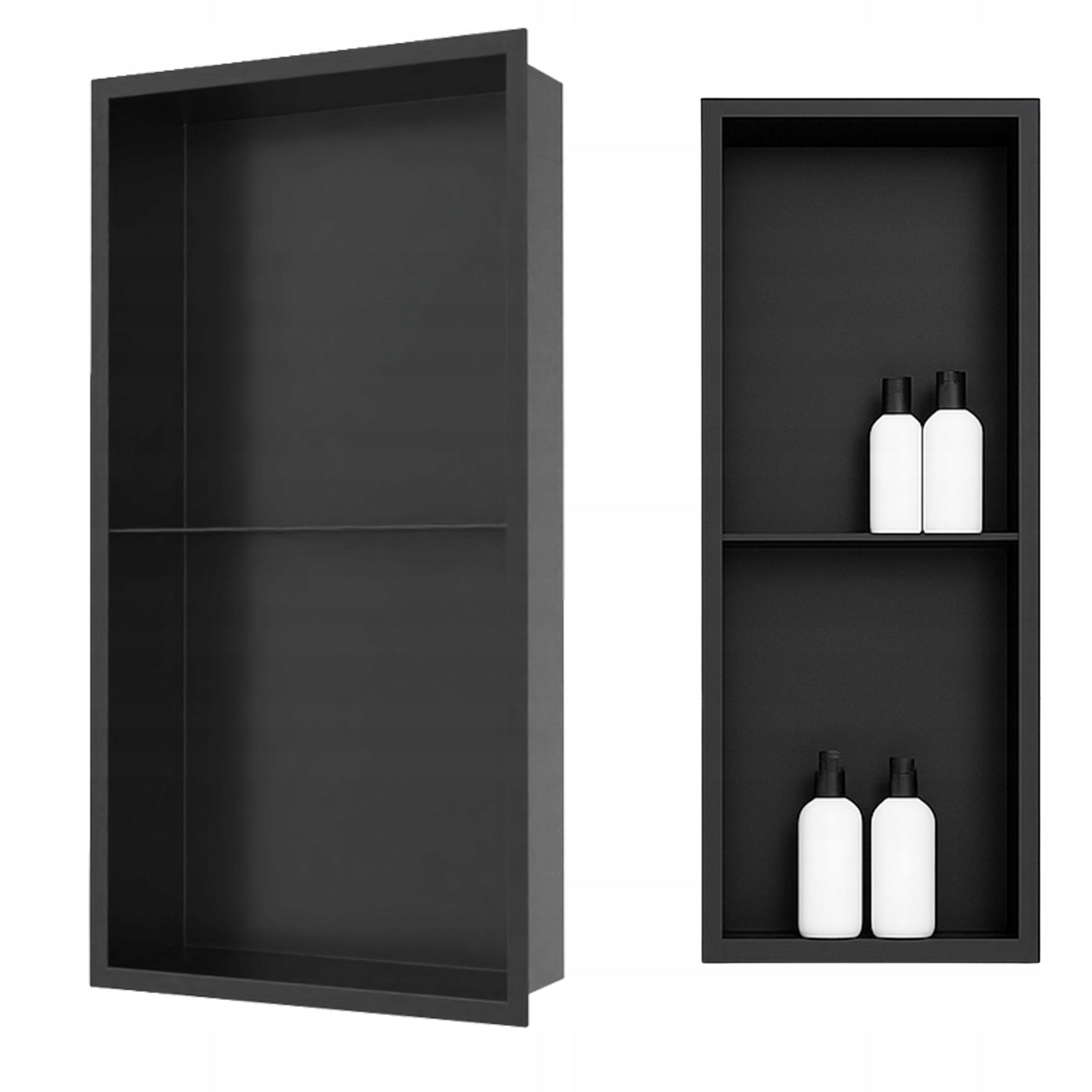 RECESSED SHELF 60x30x10 CM BATHROOM SHOWER BLACK stainless steel