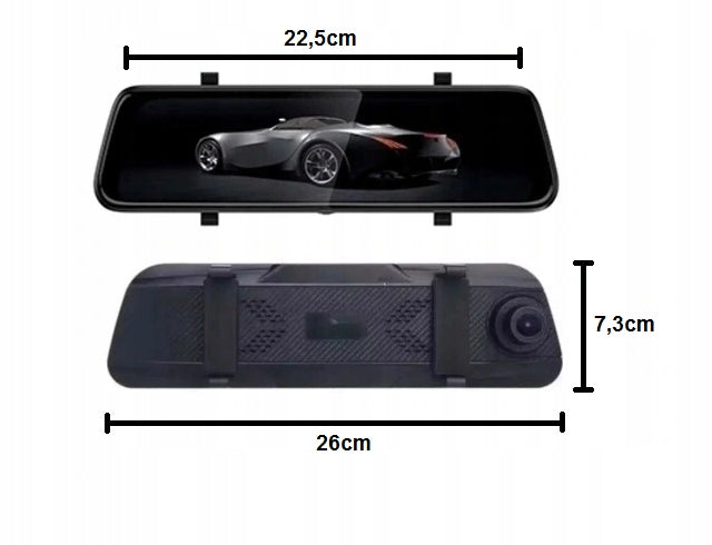 RECORDER MIRROR FULL HD 10 INCH CAMERA REAR CAMERA FRONT 2IN1 PL Memory card included 16 GB