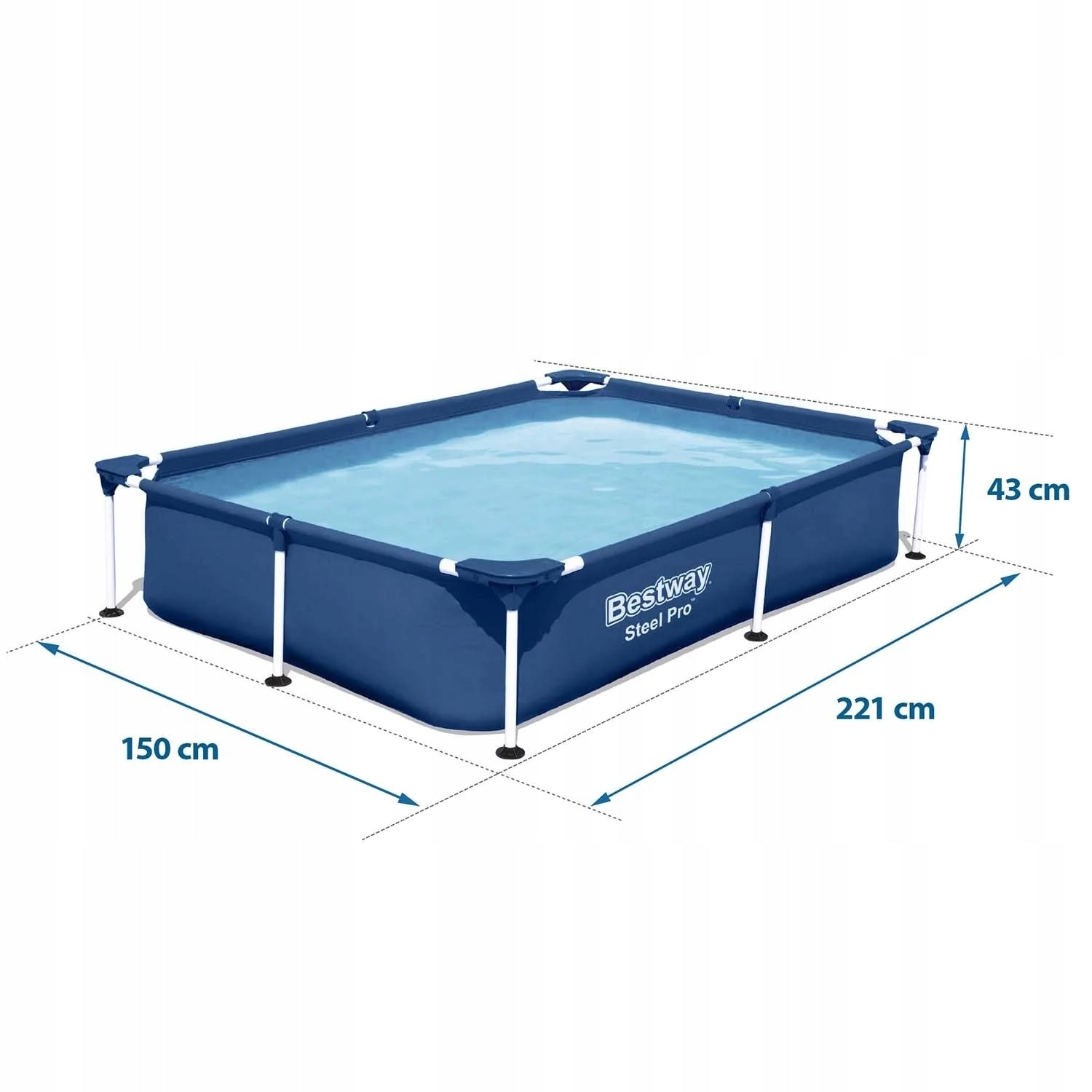 RECTANGULAR FRAME POOL BESTWAY 221X150X43 LARGE GARDEN FOR GARDEN Brand Bestway