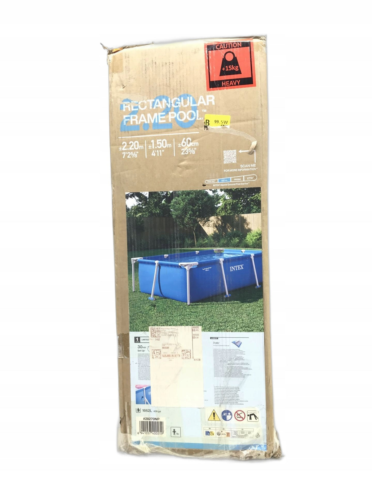 RECTANGULAR FRAME POOL INTEX 220 X 150 CM