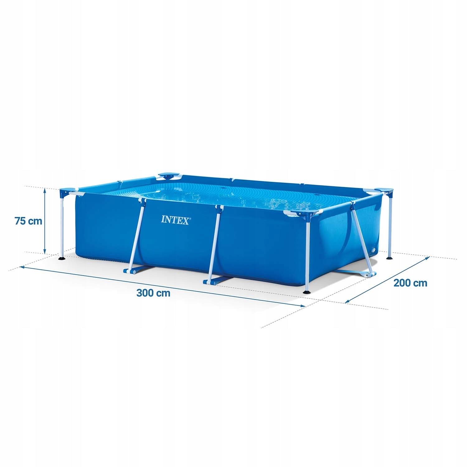 RECTANGULAR GARDEN FRAME POOL 300 X 200 X 75 CM LARGE FAMILY CHILDREN Product width 200 cm