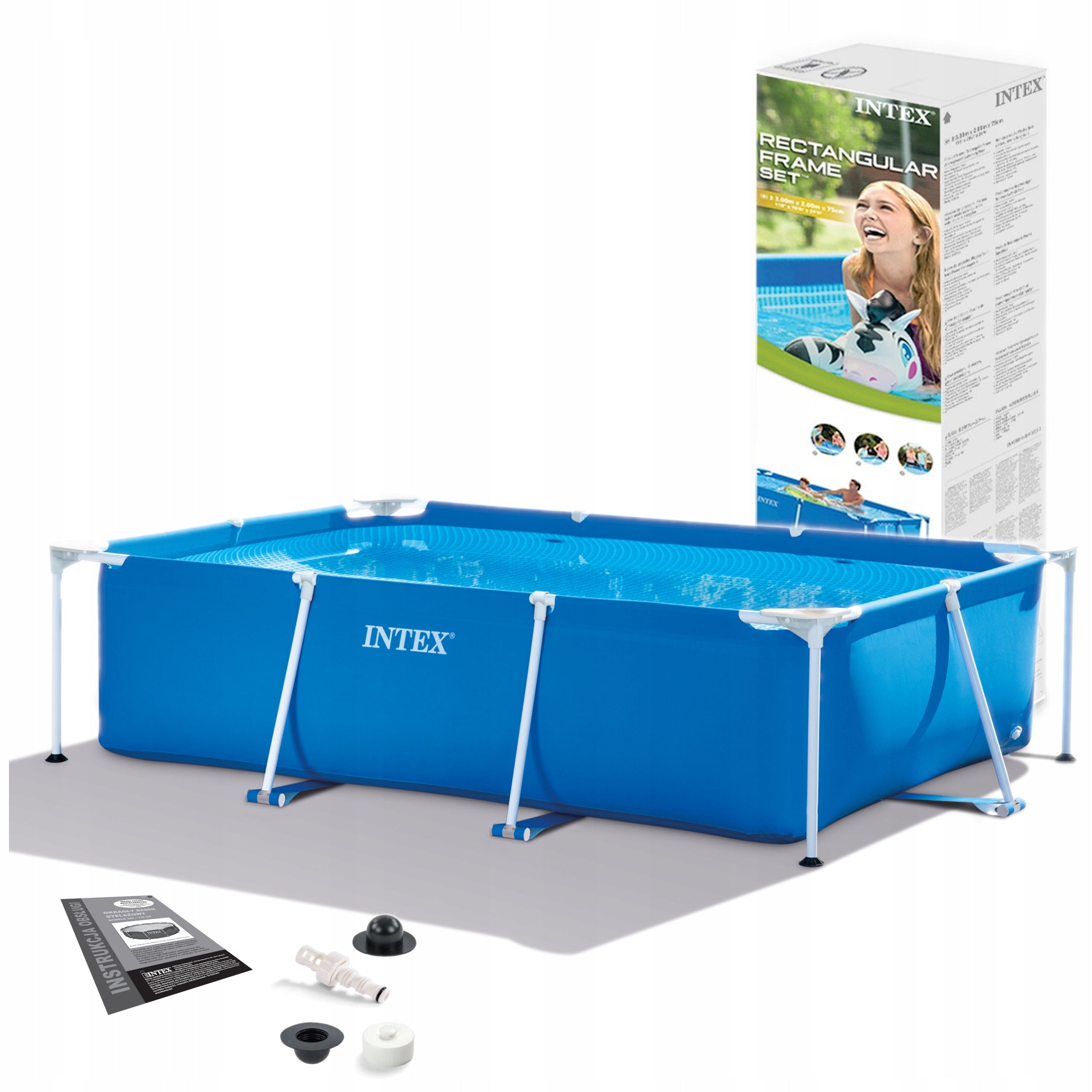 RECTANGULAR GARDEN FRAME POOL 300 X 200 X 75 CM LARGE FAMILY CHILDREN Volume 3834 l