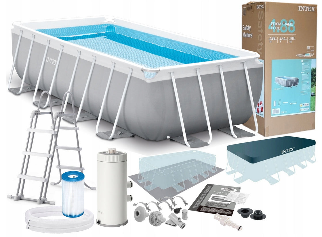 RECTANGULAR GARDEN POOL 488x244x107cm PUMP INTEX 26792