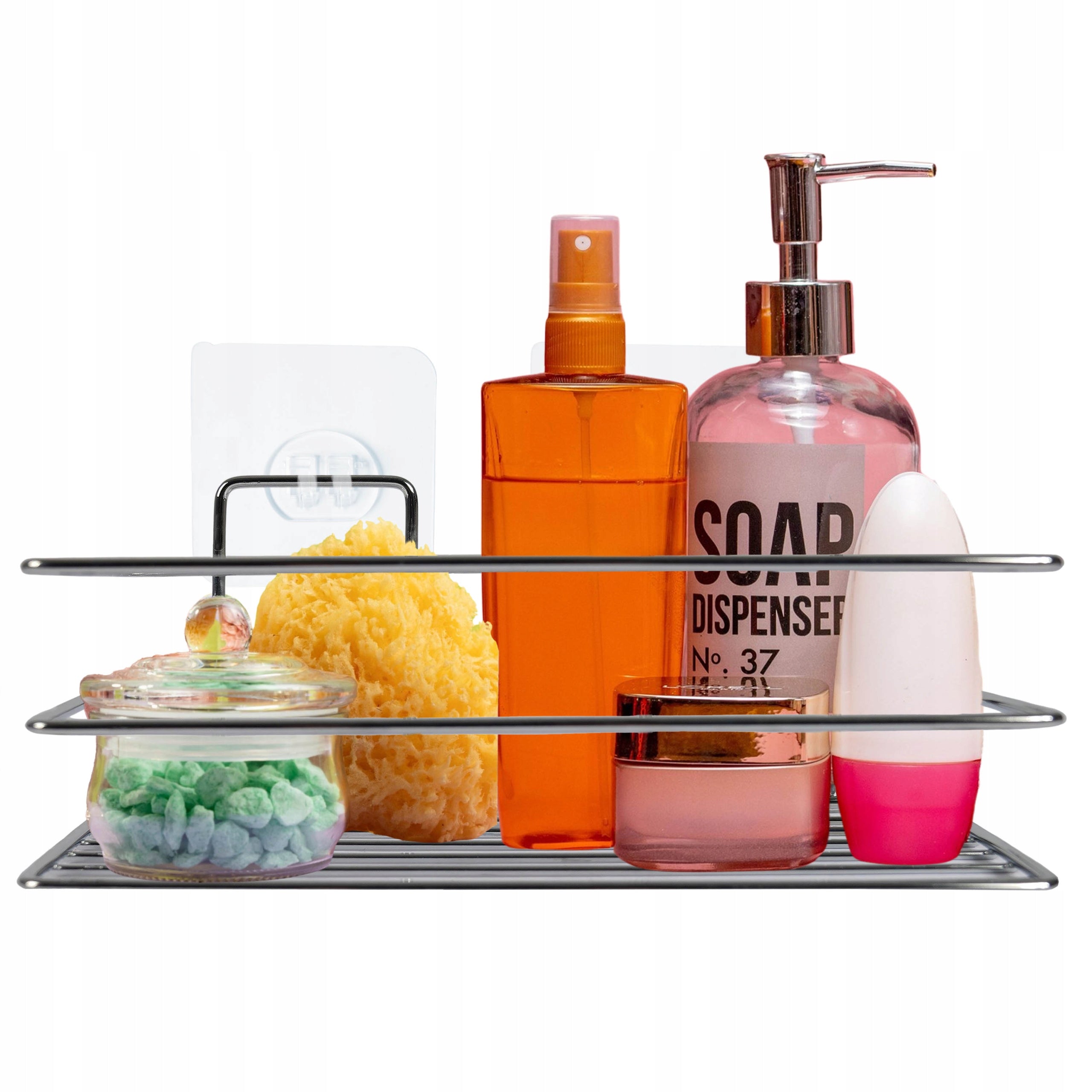 RECTANGULAR SHELF SILVER BATHROOM SELF ADHESIVE STEEL DURABLE FASHION Packaging status original