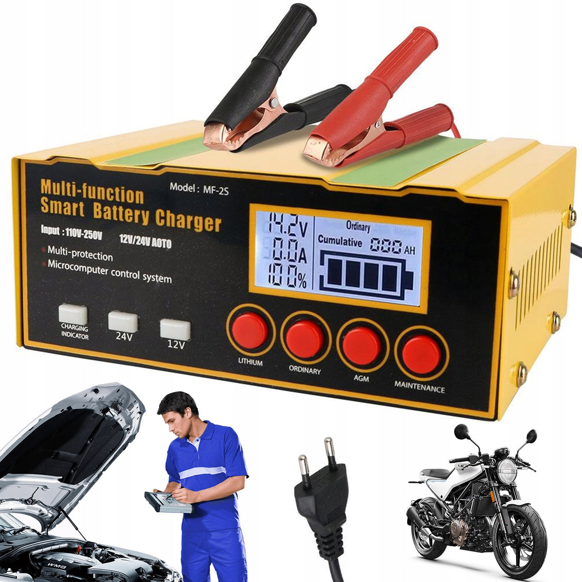 RECTIFIER 12V 24V 12A WITH IMPULSE REPAIR 9 STAGES YELLOW