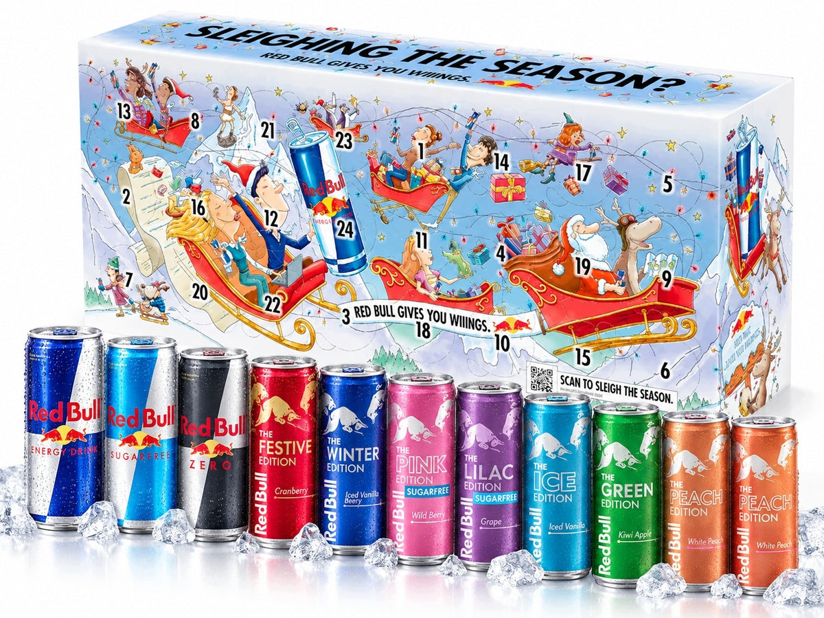 RED BULL ADVENT CALENDAR 2026 24 CANS LIMITED HOLIDAYS 2026 DRINK Manufacturer code RED BULL KALENDARZ ADWENTOWY 2026