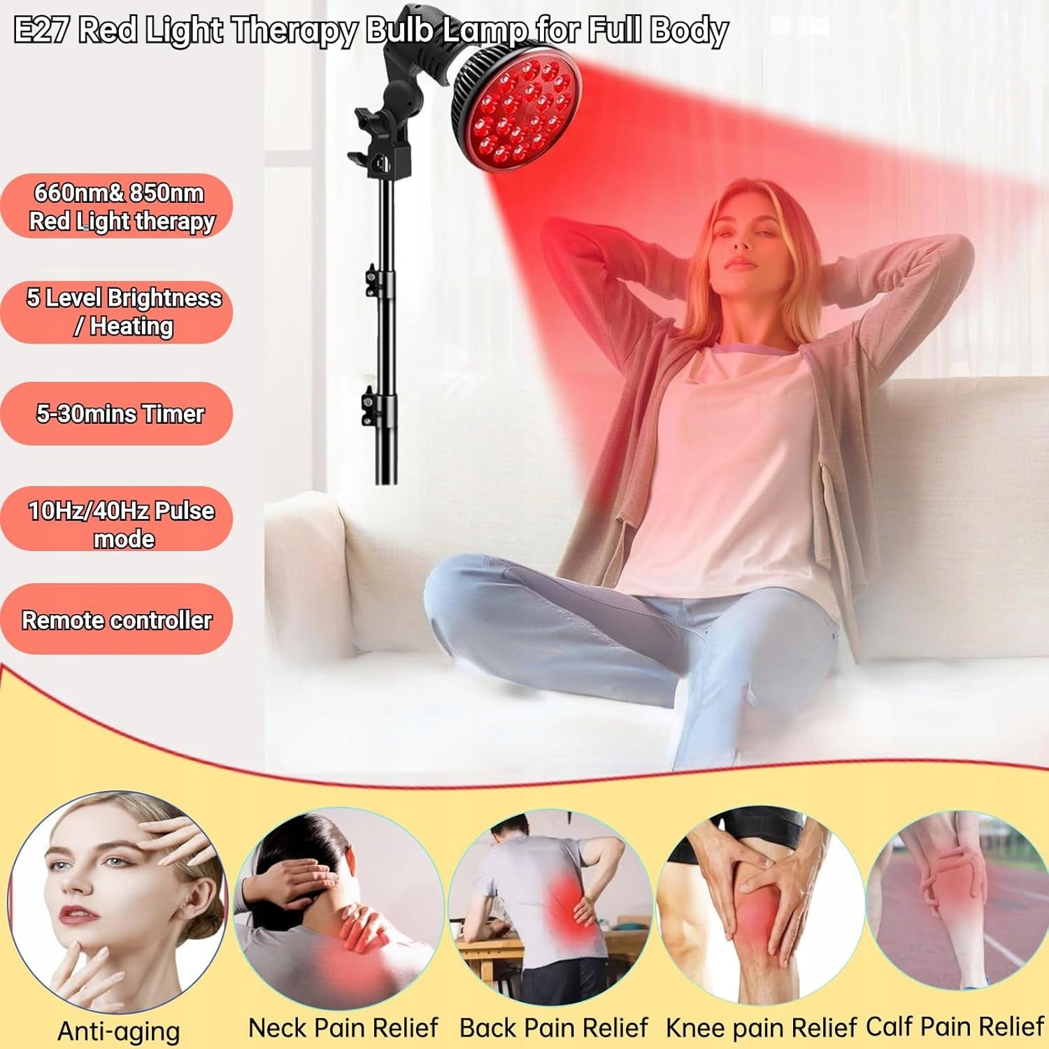 RED LIGHT THERAPY LAMP WITH 660NM AND 850NM NEAR INFRARED Medical device no