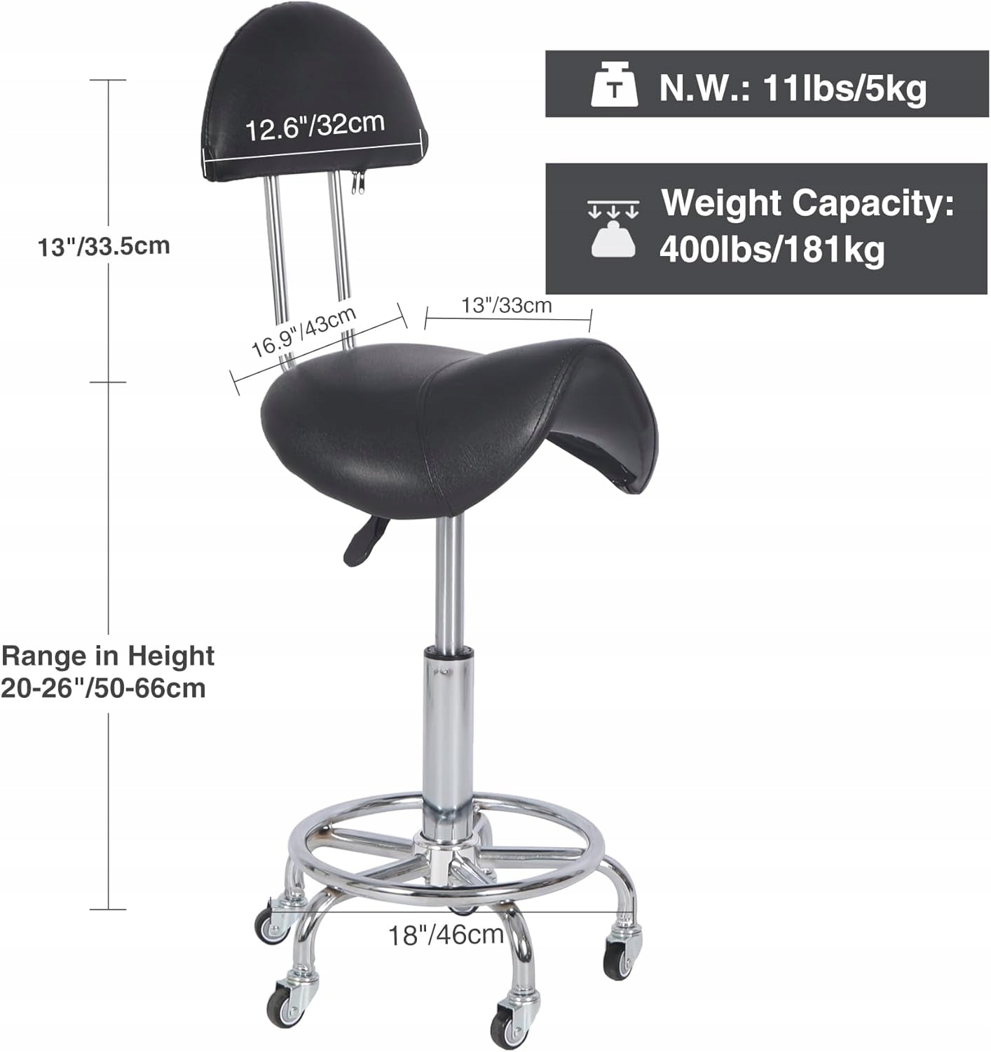 REDCAMP saddle stool with wheels and backrest load capacity 180 kg Brand no brand
