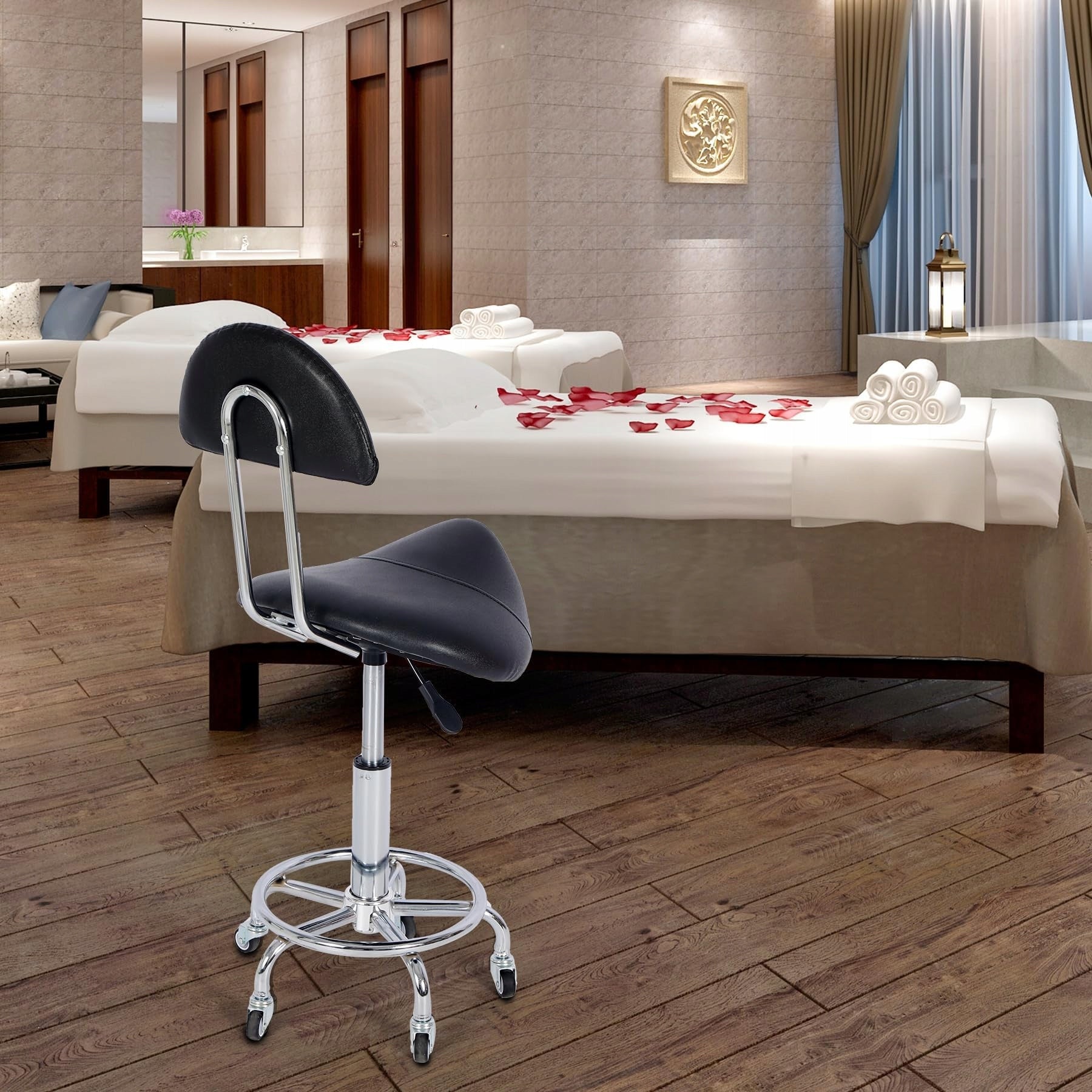 REDCAMP stool with wheels and swivel backrest black RIDER Manufacturer code 18915