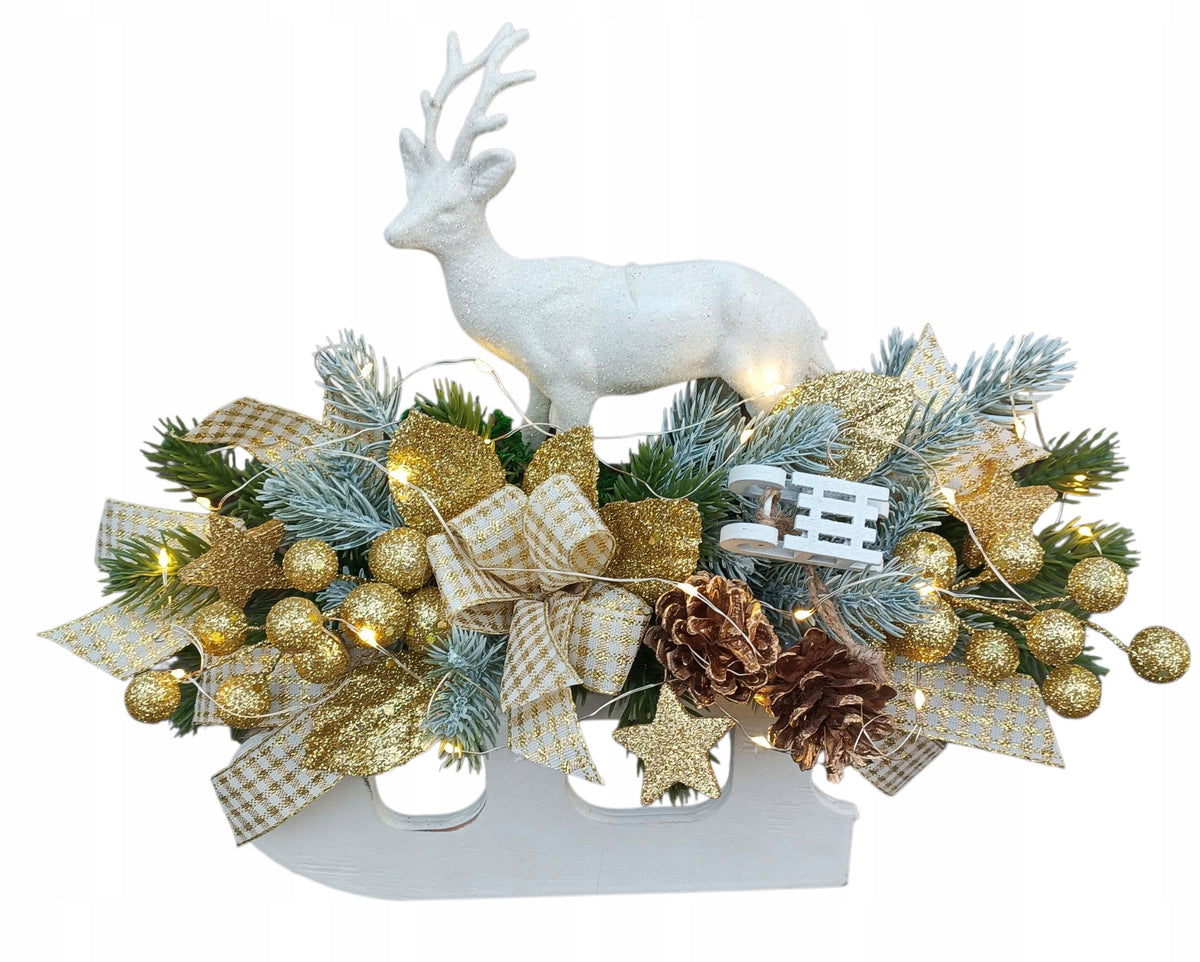 REED FOR TABLE CHEST OF DRAWERS WITH LED LIGHTS CHRISTMAS REED COMPOSITION