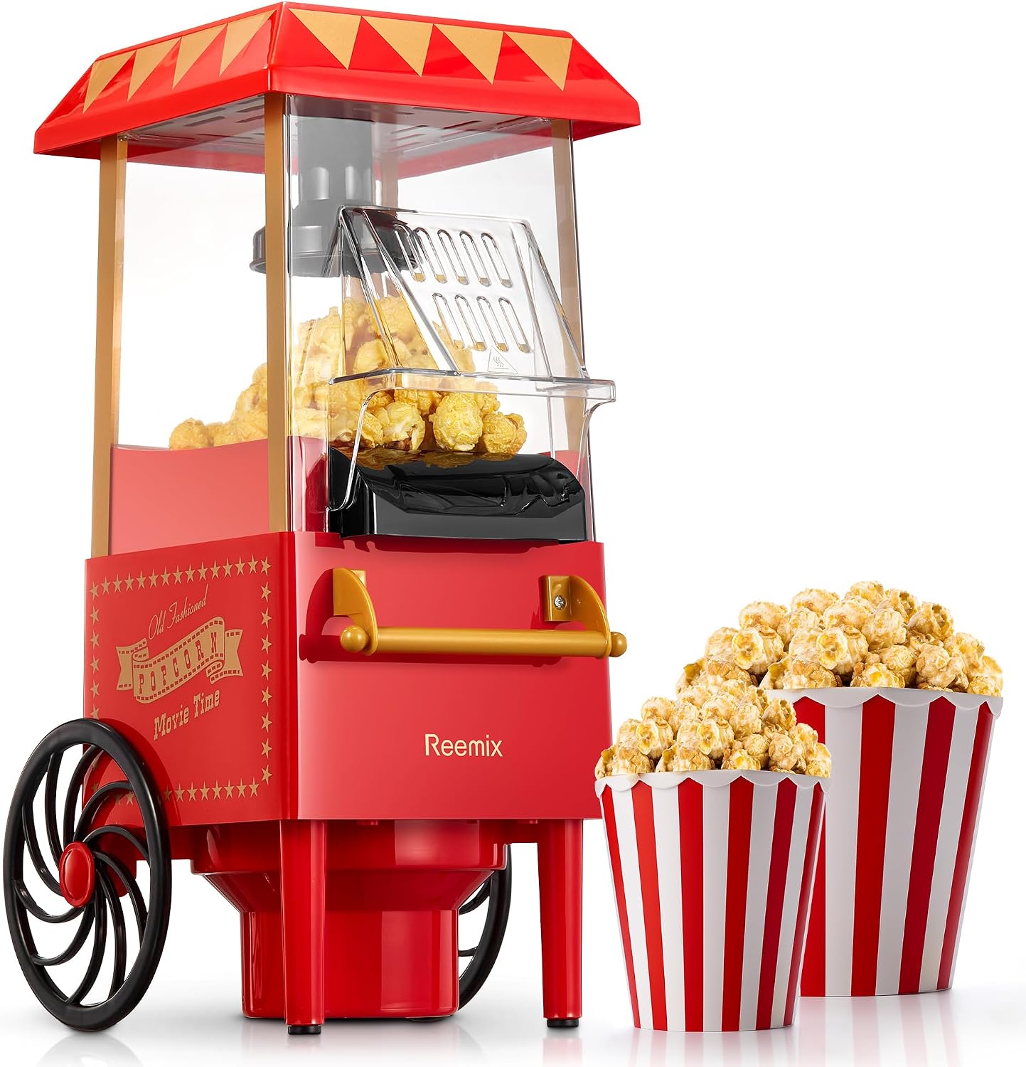 REEMIX 1200W POPCORN MACHINE HOT AIR WITHOUT RETRO OIL
