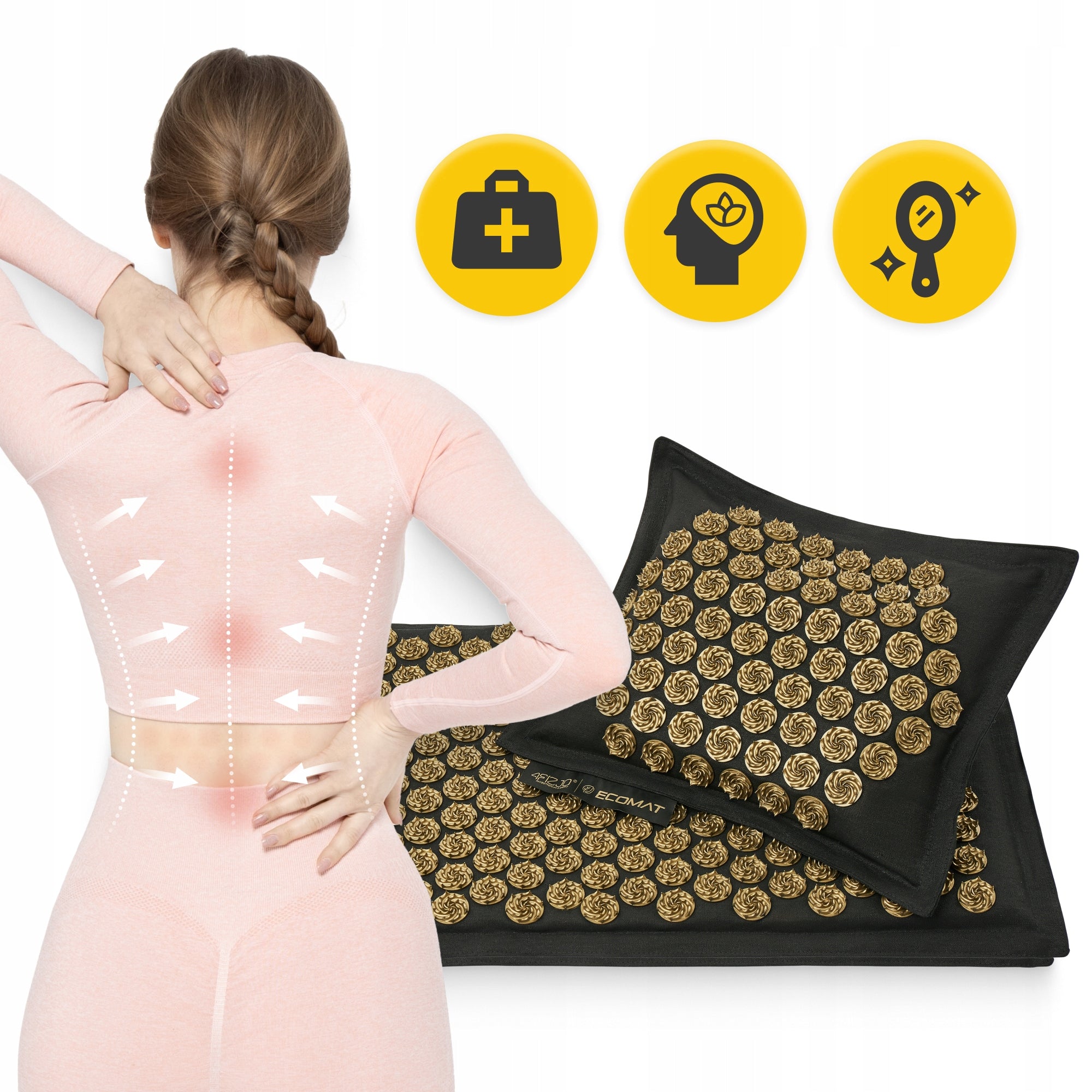 REHABILITATION ACUPRESSURE MASSAGE MAT WITH SPIKES HEALTH SET EAN (GTIN) 5907739311566