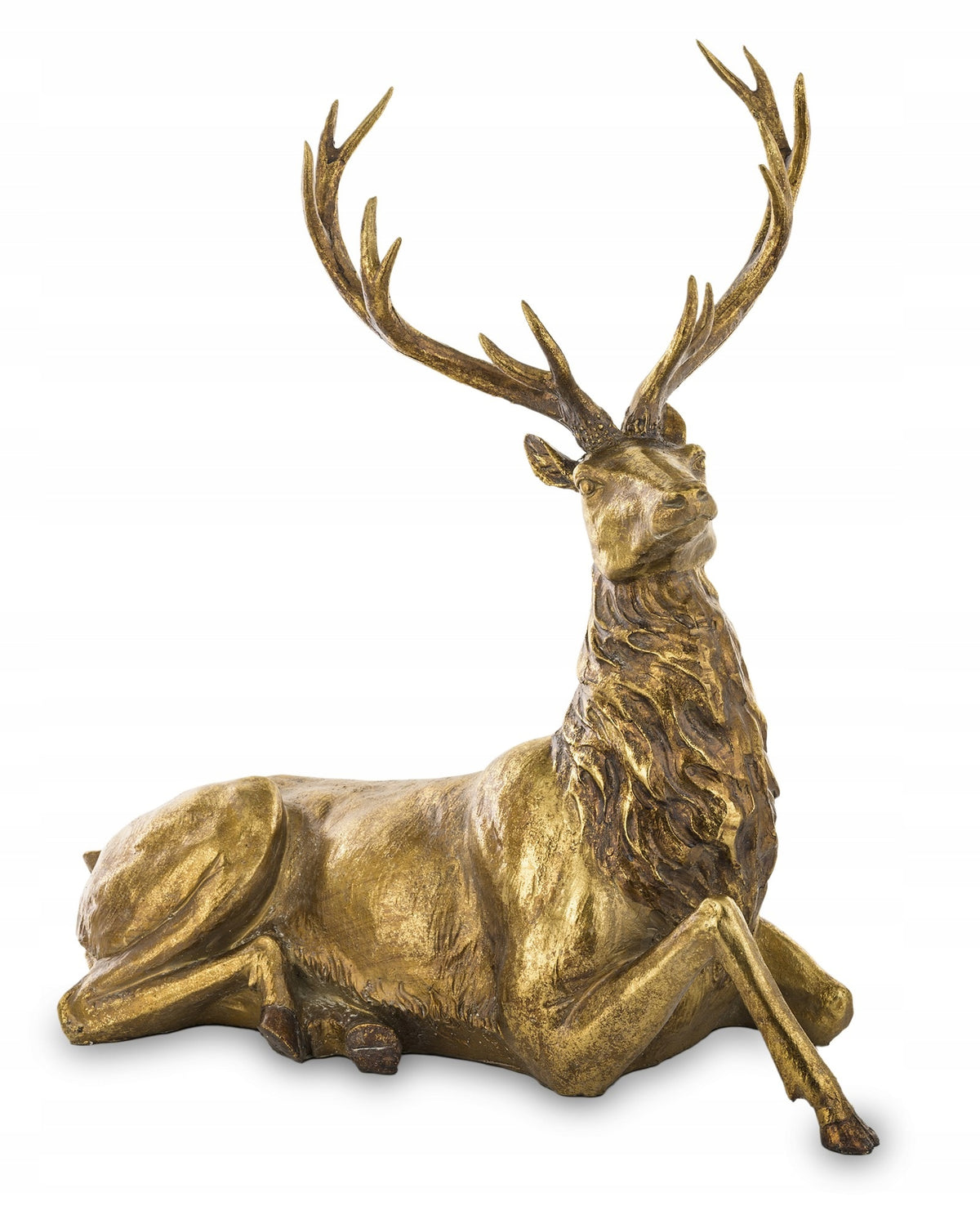 REINDEER FIGURINE CHRISTMAS DEER DECORATION LYING FIGURINE GOLD ORNAMENT