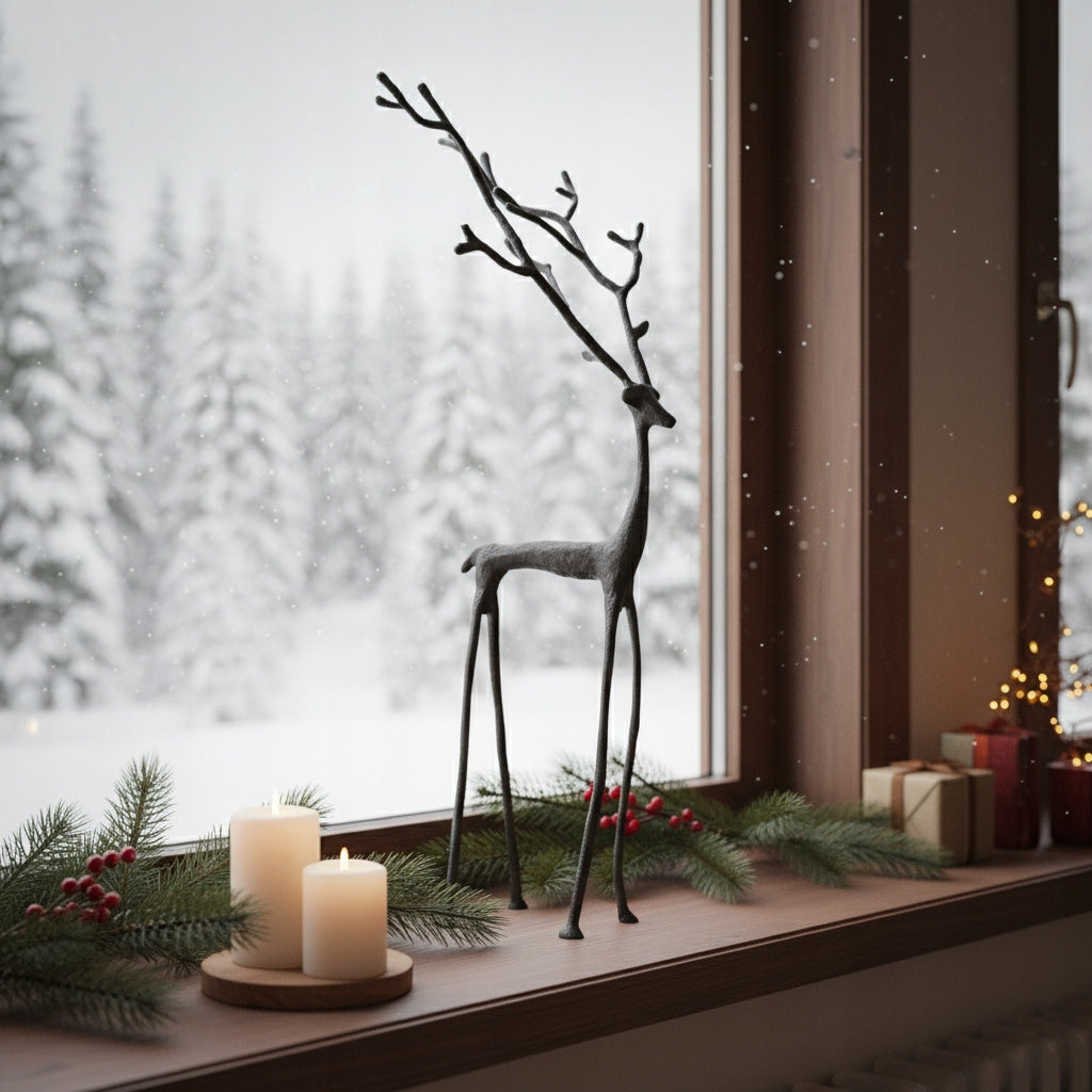 REINDEER FIGURINE LARGE 68cm CHRISTMAS DEER LOFT FOR HOME METAL BLACK Manufacturer code 15504