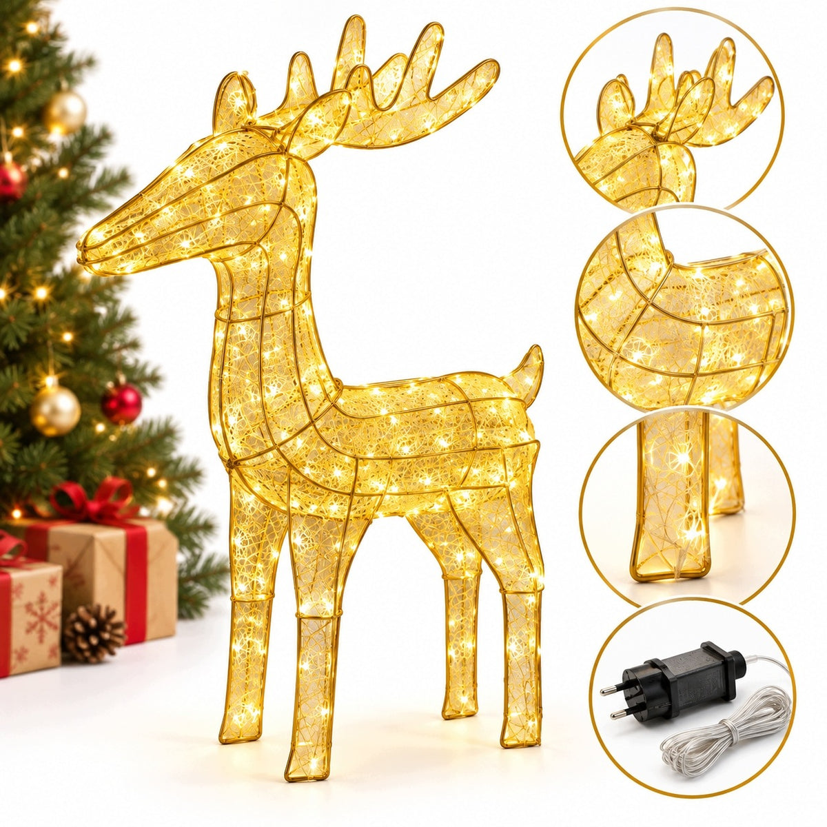 REINDEER LED WARM CHRISTMAS OUTDOOR LARGE GLOWING DECORATION
