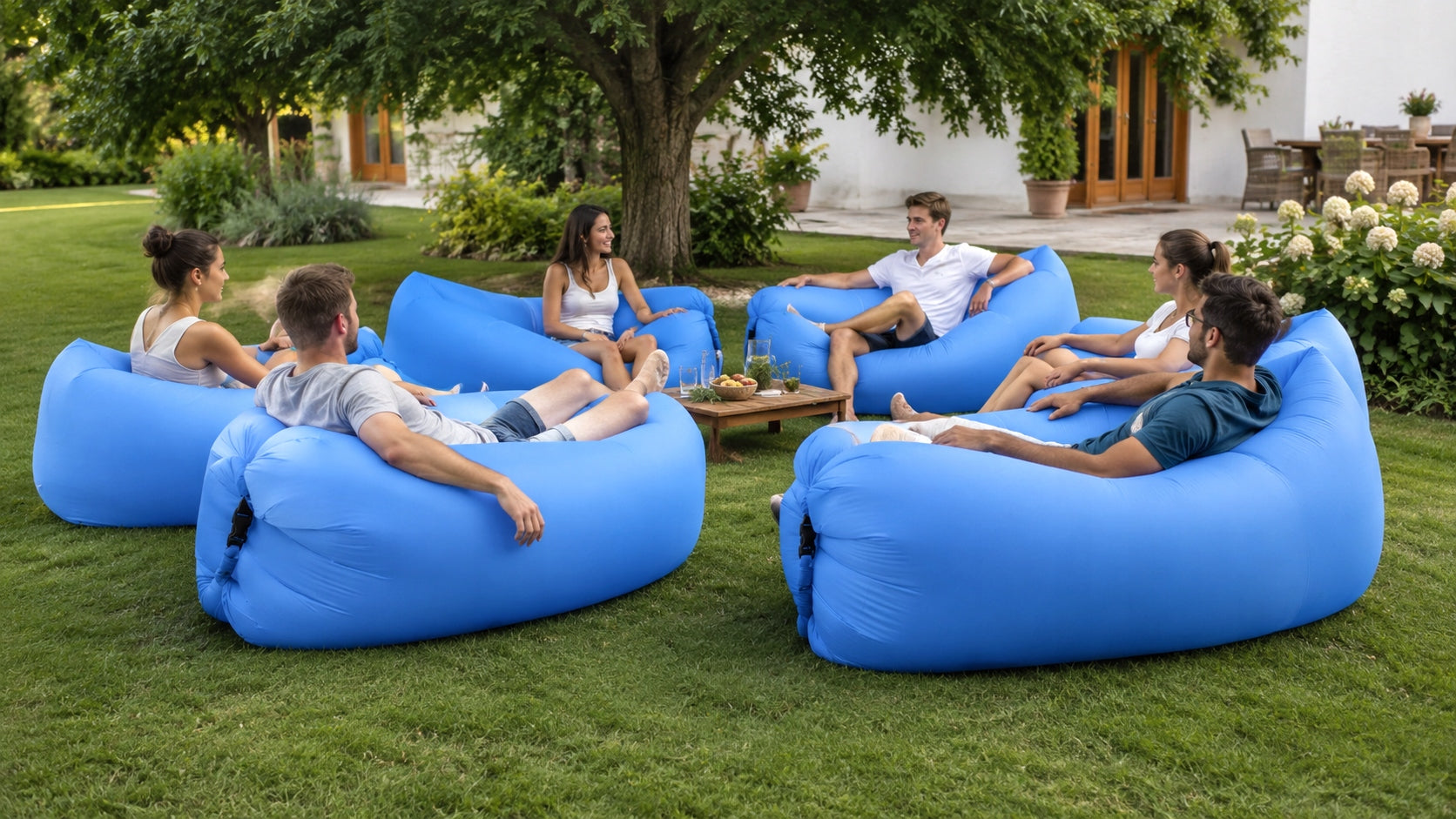 REINFORCED LAZY BAG AIR SOFA INFLATABLE MATTRESS LOUNGER XXL + BAG 200KG Manufacturer code SDH1036-BRIGHT_BLUE