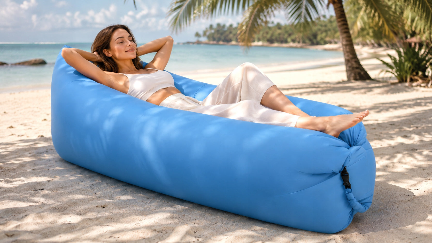 REINFORCED LAZY BAG AIR SOFA INFLATABLE MATTRESS LOUNGER XXL + BAG 200KG Packaging status original