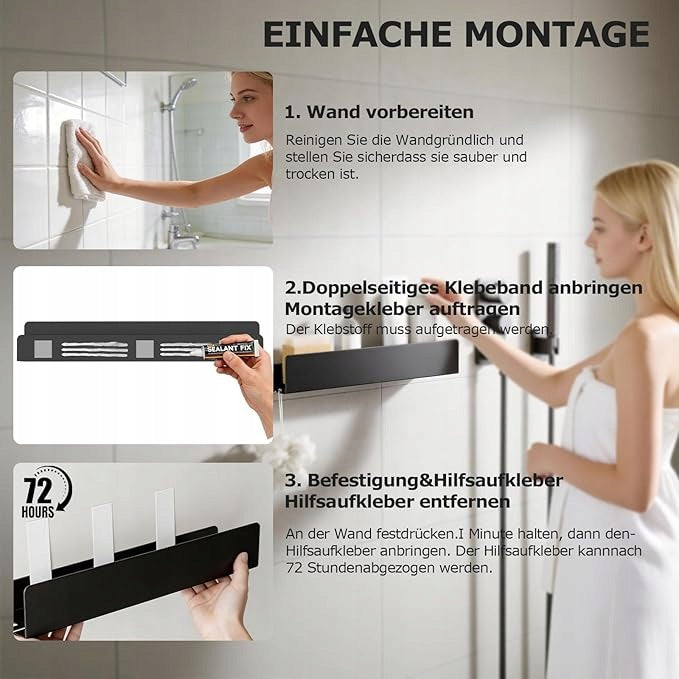REKITA Black shower shelf without drilling Brand no brand