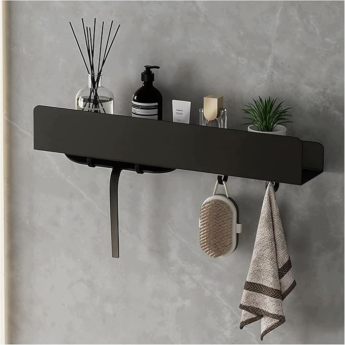 REKITA Black shower shelf without drilling