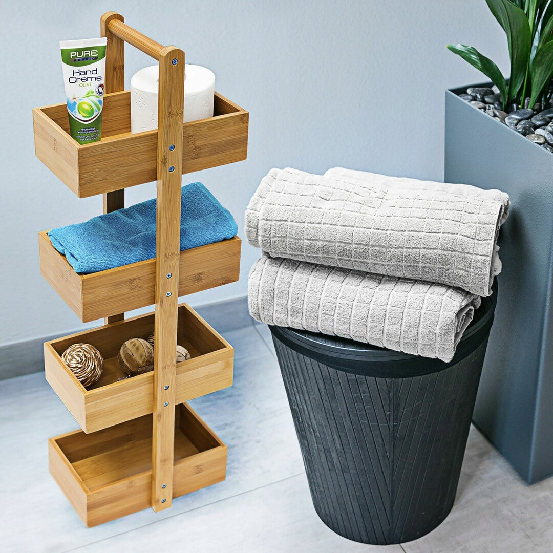 RELAXDAYS Bookcase bathroom rack 18 x 25 x 75 cm bamboo 4 baskets Furniture depth 18 cm