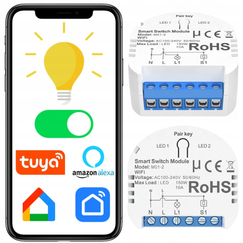RELAY RECESSED LIGHT SWITCH WIFI TUYA WIRELESS SMART x1