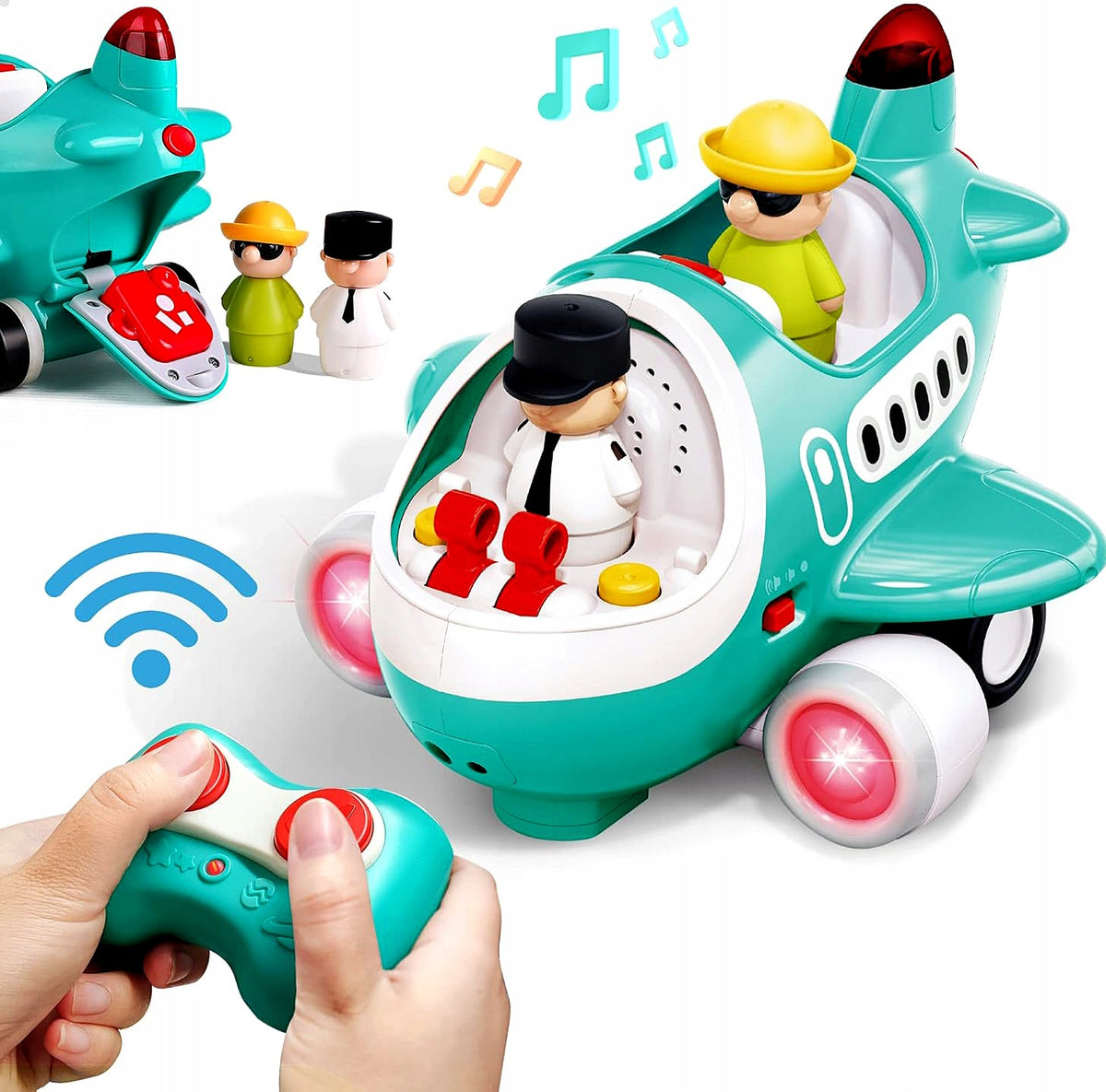 REMOTE CONTROLLED AIRCRAFT WITH SOUND LIGHT AND DRIVE + 2 FIGURES HOLA