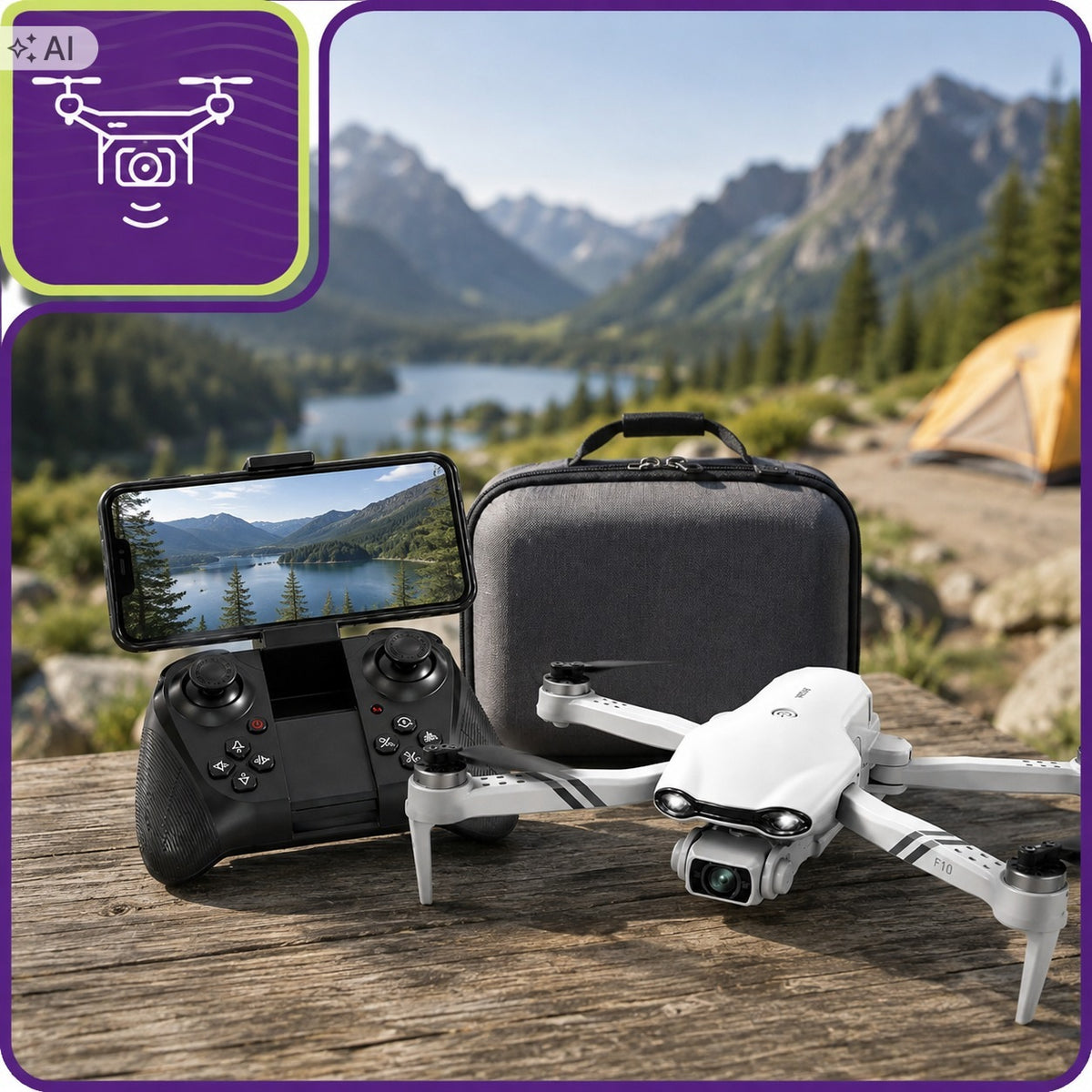 REMOTE CONTROLLED DRONE F10 2 FPV CAMERAS WiFi 4K UHD 2000m 3 aku TOY Manufacturer code Z KAMERĄ 3 BATERIE 1600 mAh