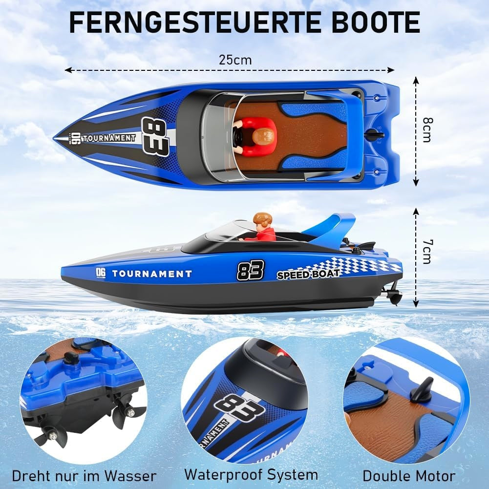 REMOTE CONTROLLED MOTOR BOAT WITH LED AND TWO 2 4GHZ BATTERIES Brand RC