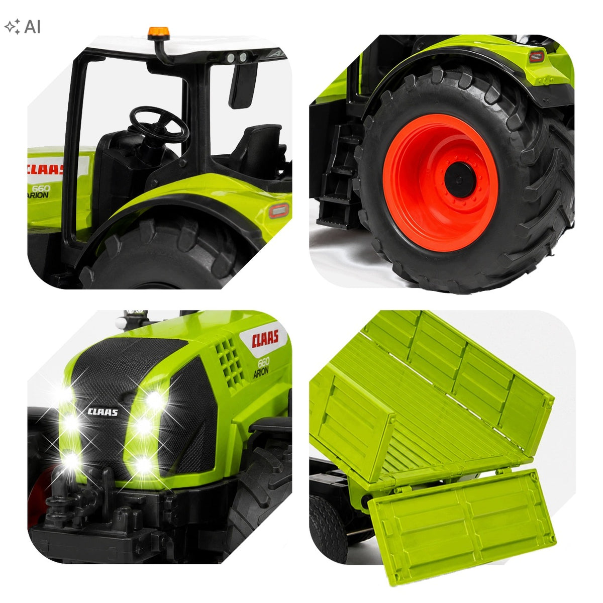 REMOTE CONTROLLED TRACTOR RC CLAAS ARION 660 WITH TRAILER 1:16 DOUBLEE E692 Packaging status original