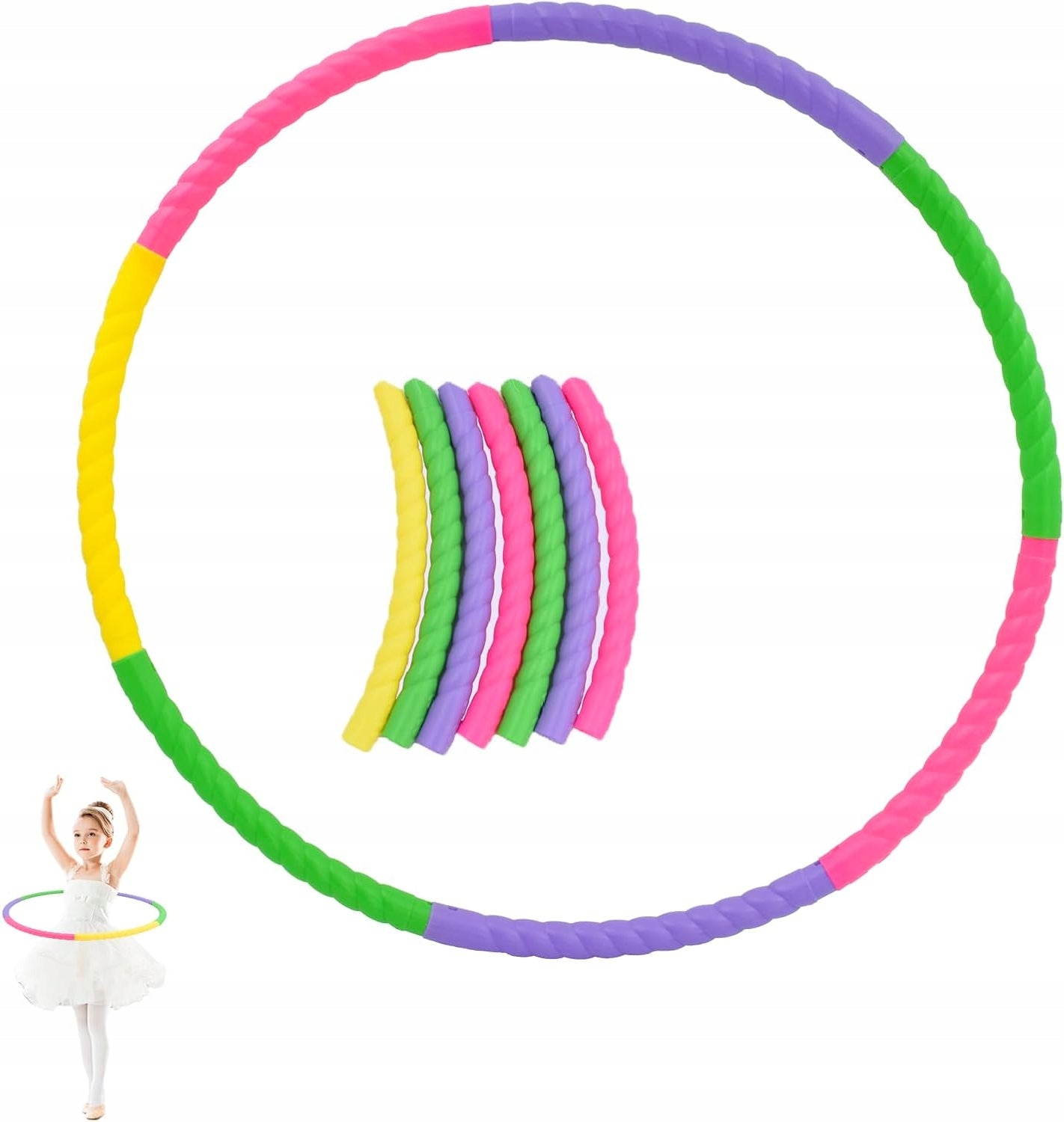 REMOVABLE HULA HOOP 7 PIECE SET FOR KIDS AND ADULTS