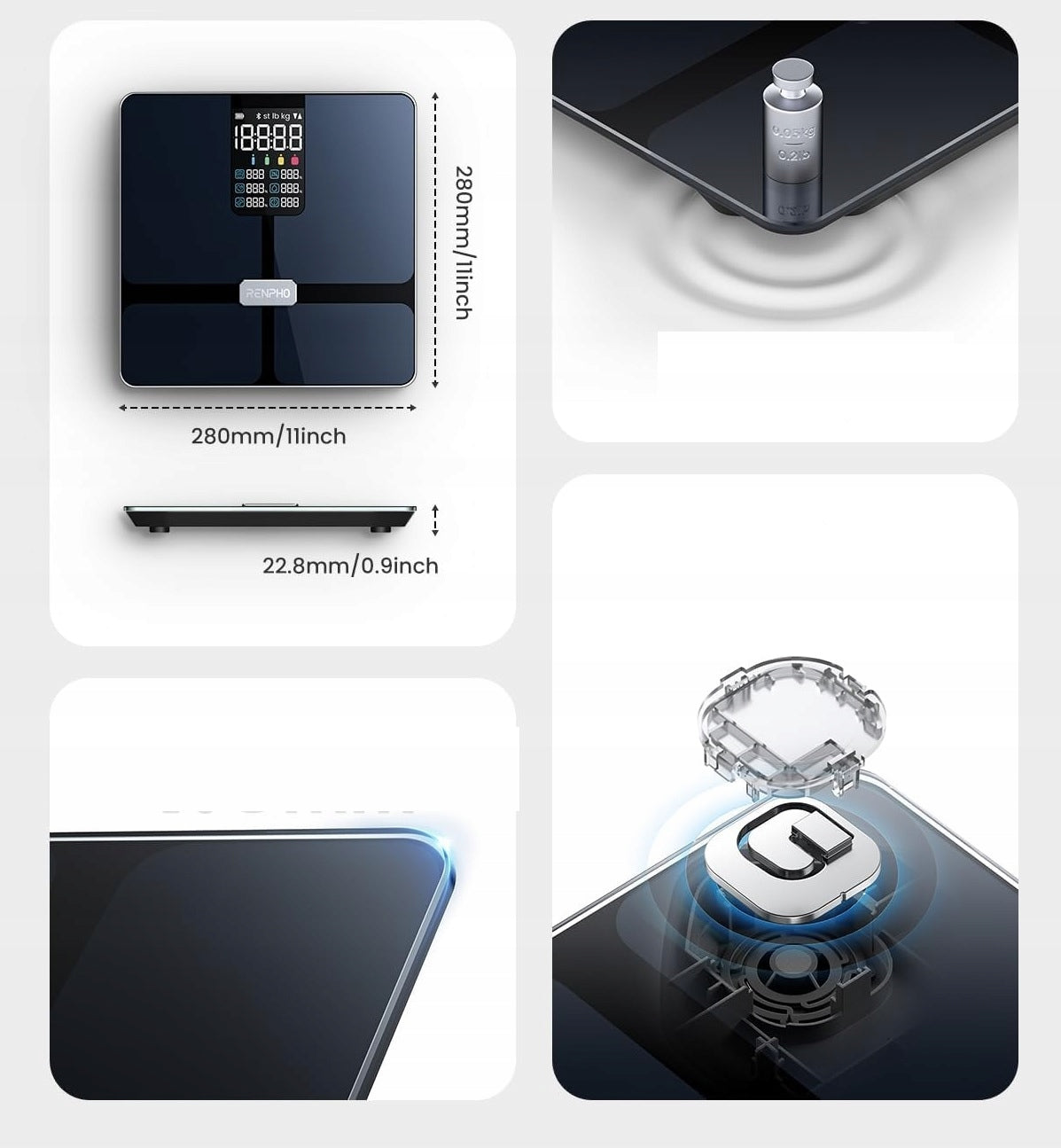 RENPHO ELIS 2X R-A018 BATHROOM SCALE ANALYTICAL BLUETOOTH BMI 180KG Manufacturer code R-A018