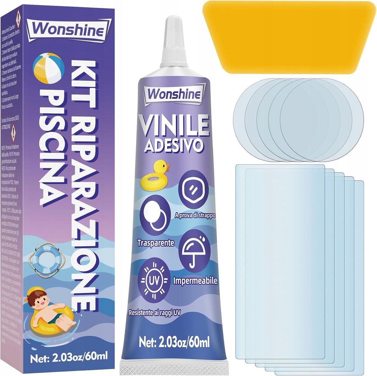 REPAIR SET FOR SWIMMING POOL INFLATABLE TOYS PVC MATTRESSES 60 ML