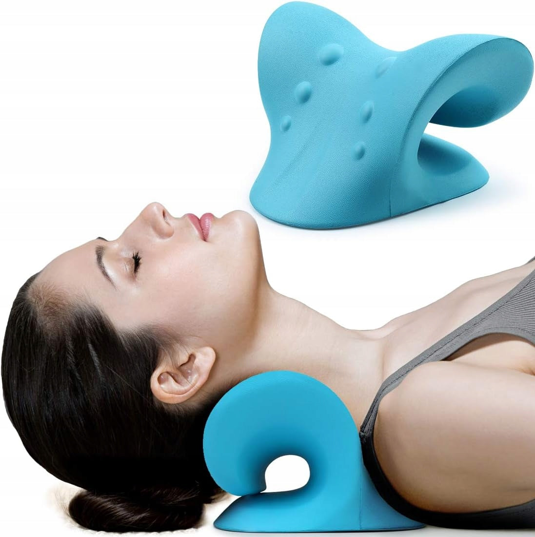 RESTCLOUD Relaxing Pillow for Neck Massage Chiropractic, Blue