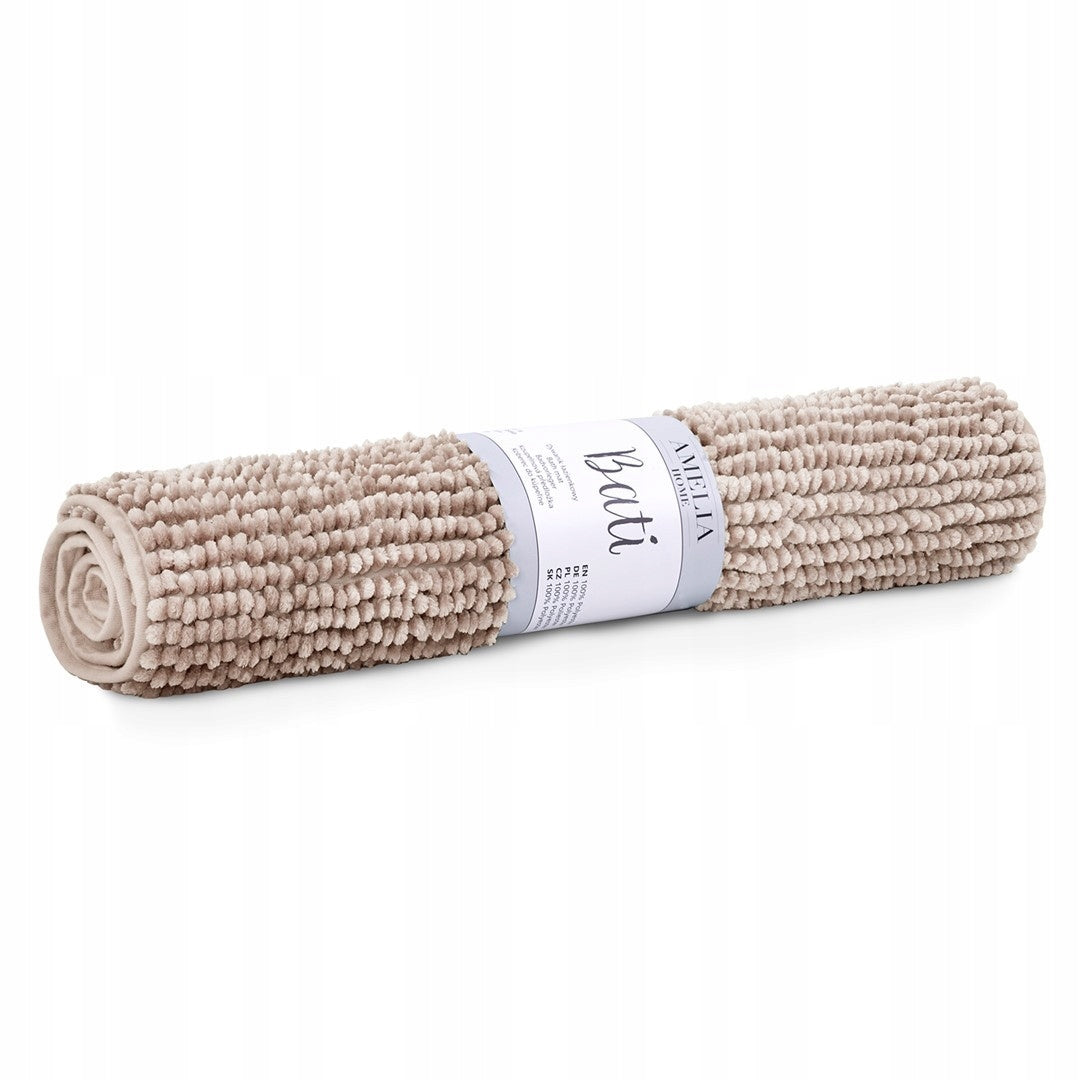 RESTILO Bathroom Rug Non-Slip Chenille Shaggy 50X70 Cappuccino Length 70 cm